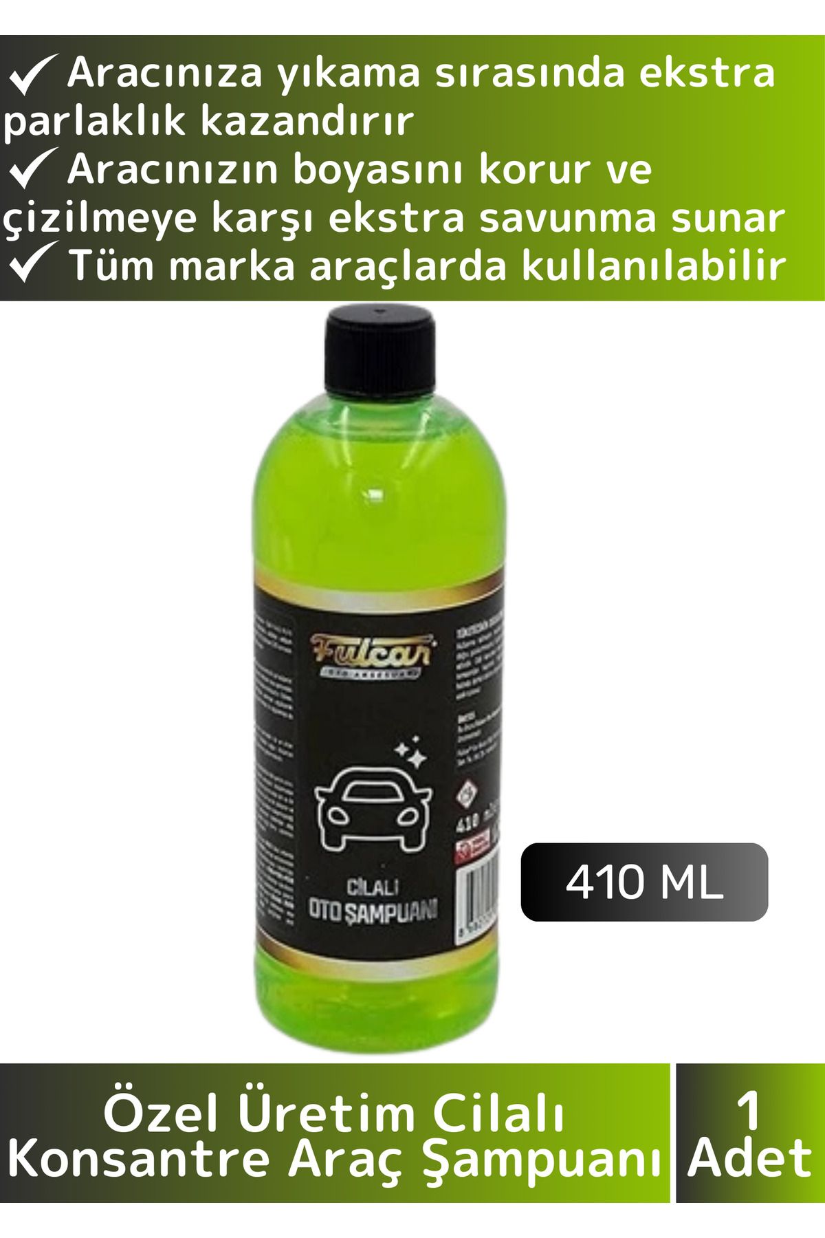 Wintoup Premium Yüksek Kaliteli Koruyucu Etkili Parlak Görünüm Otomobil Cilalı Konsantre Araç Şampuanı 410ML