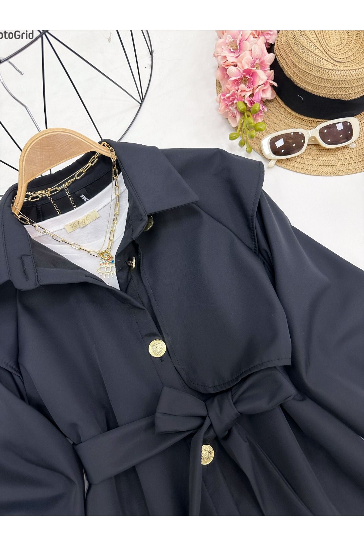 YEDİLALE-Stylish Trench Coat with Windbreaker Detail 2