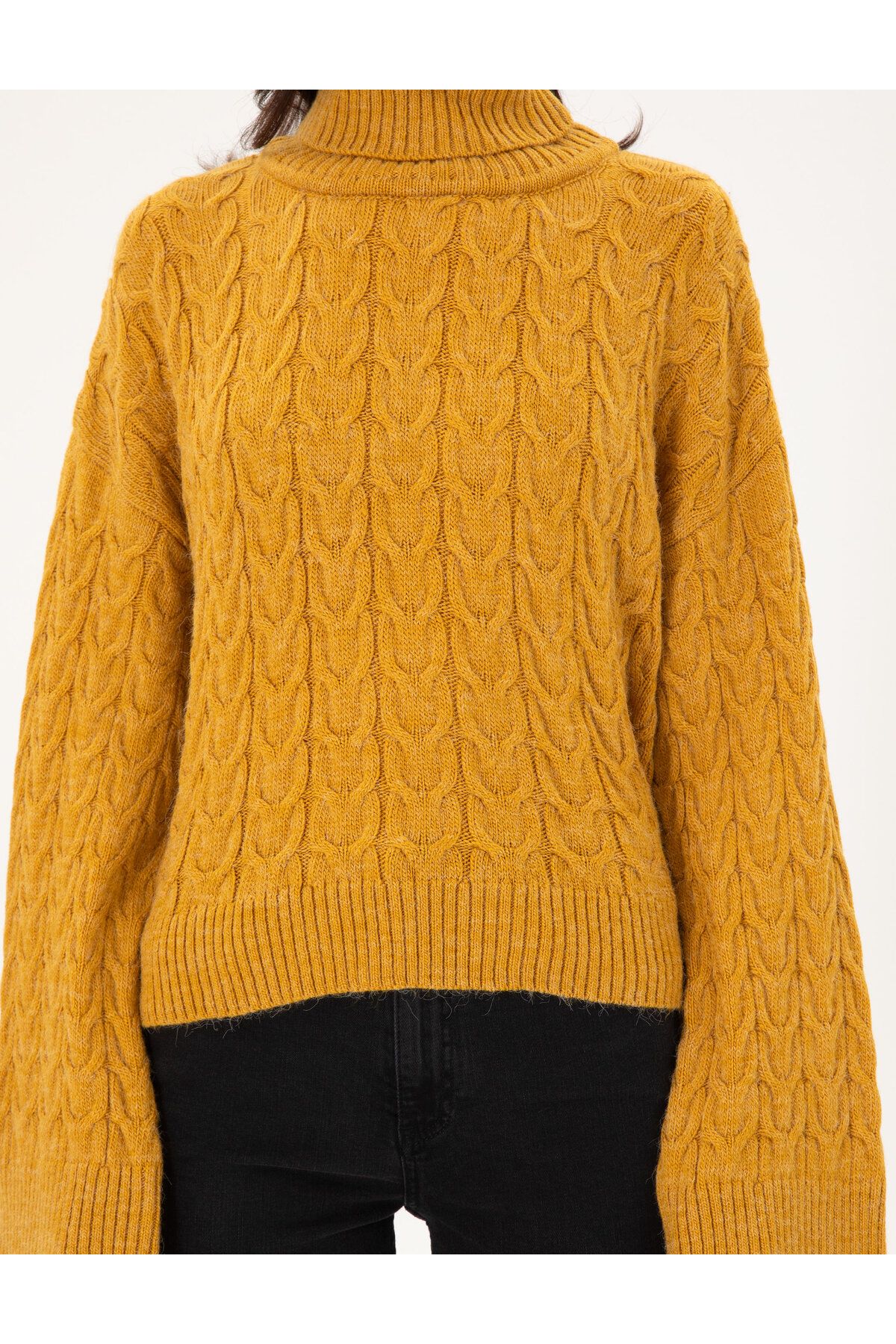 Pierre Cardin-Mustard Crop Top Turtleneck Sweater 50302652 -Vr072 6