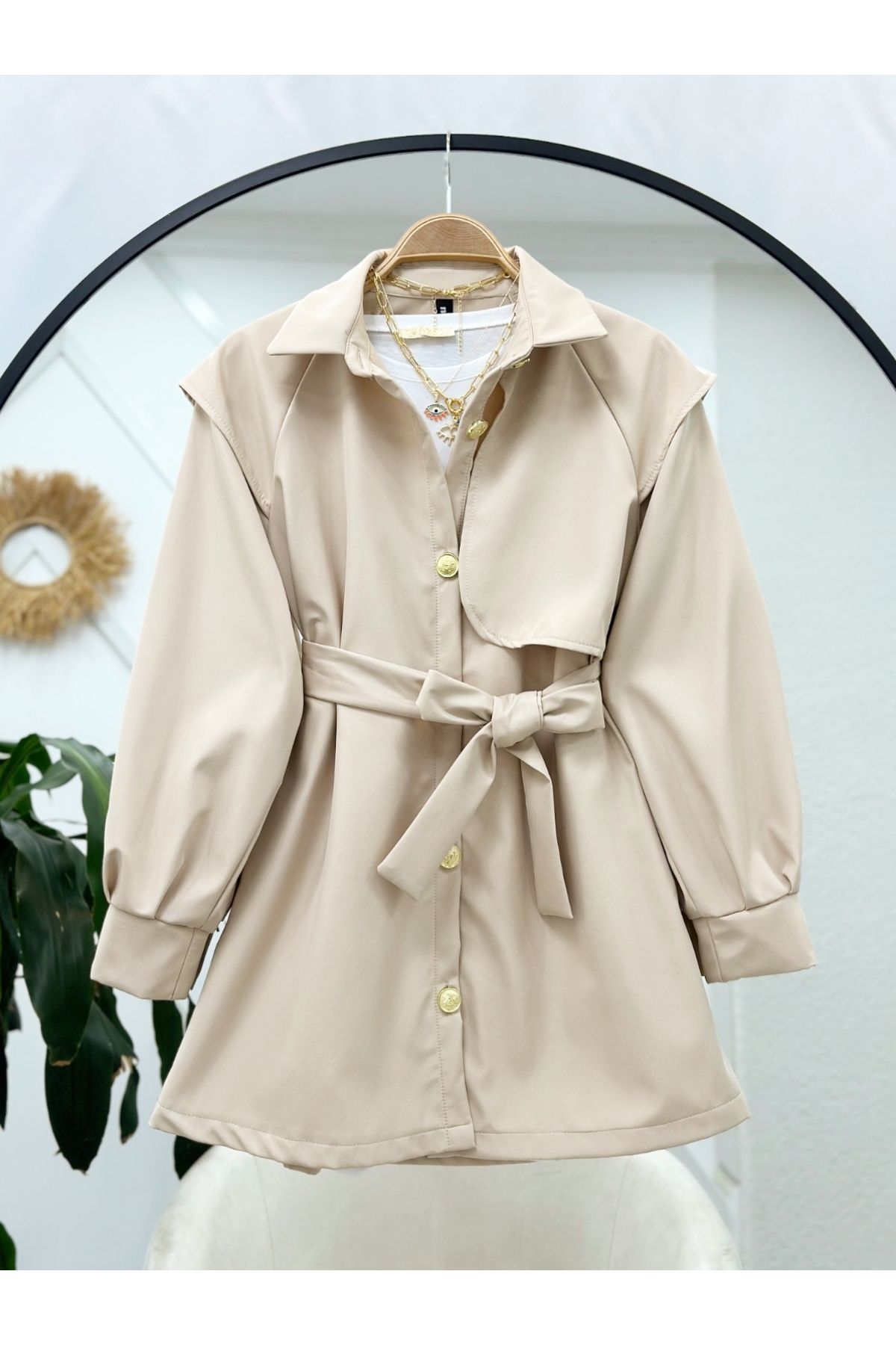 YEDİLALE-Stylish Trench Coat with Windbreaker Detail 1