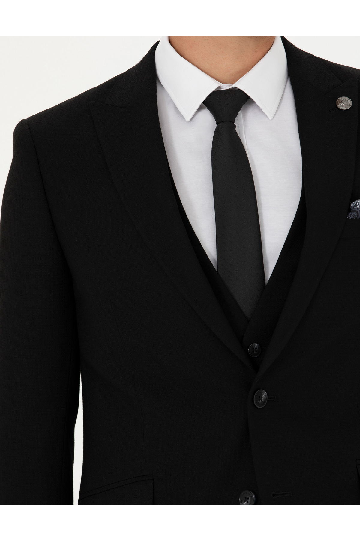 Pierre Cardin  Yelekli Siyah Ekstra Slim Fit Takım Elbise 50275911-VR046 - Görsel 7