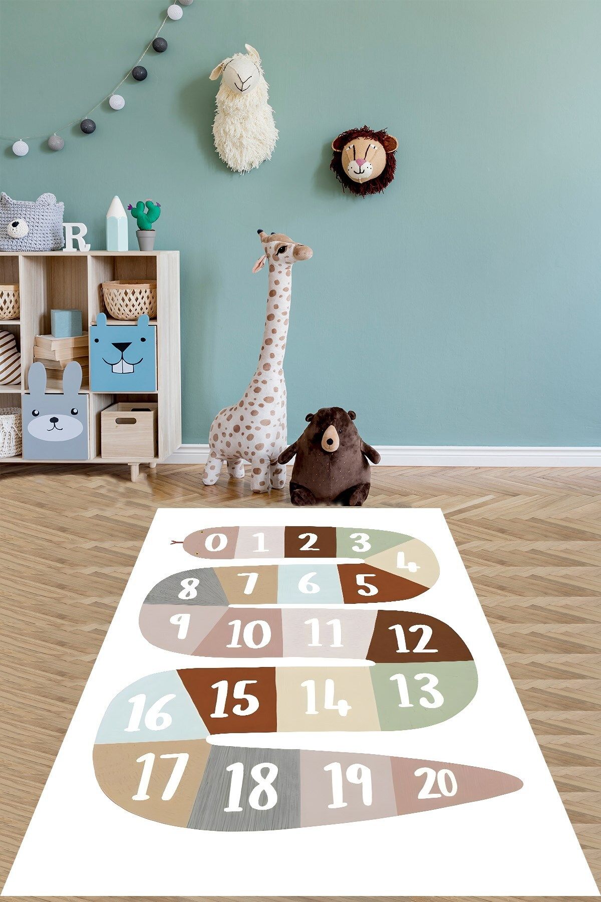 on the clouds-Bohemian Shades Snake Pattern Numbers Educational Washable Non-Slip Base Stain Resistant Children's Room Carpet 2