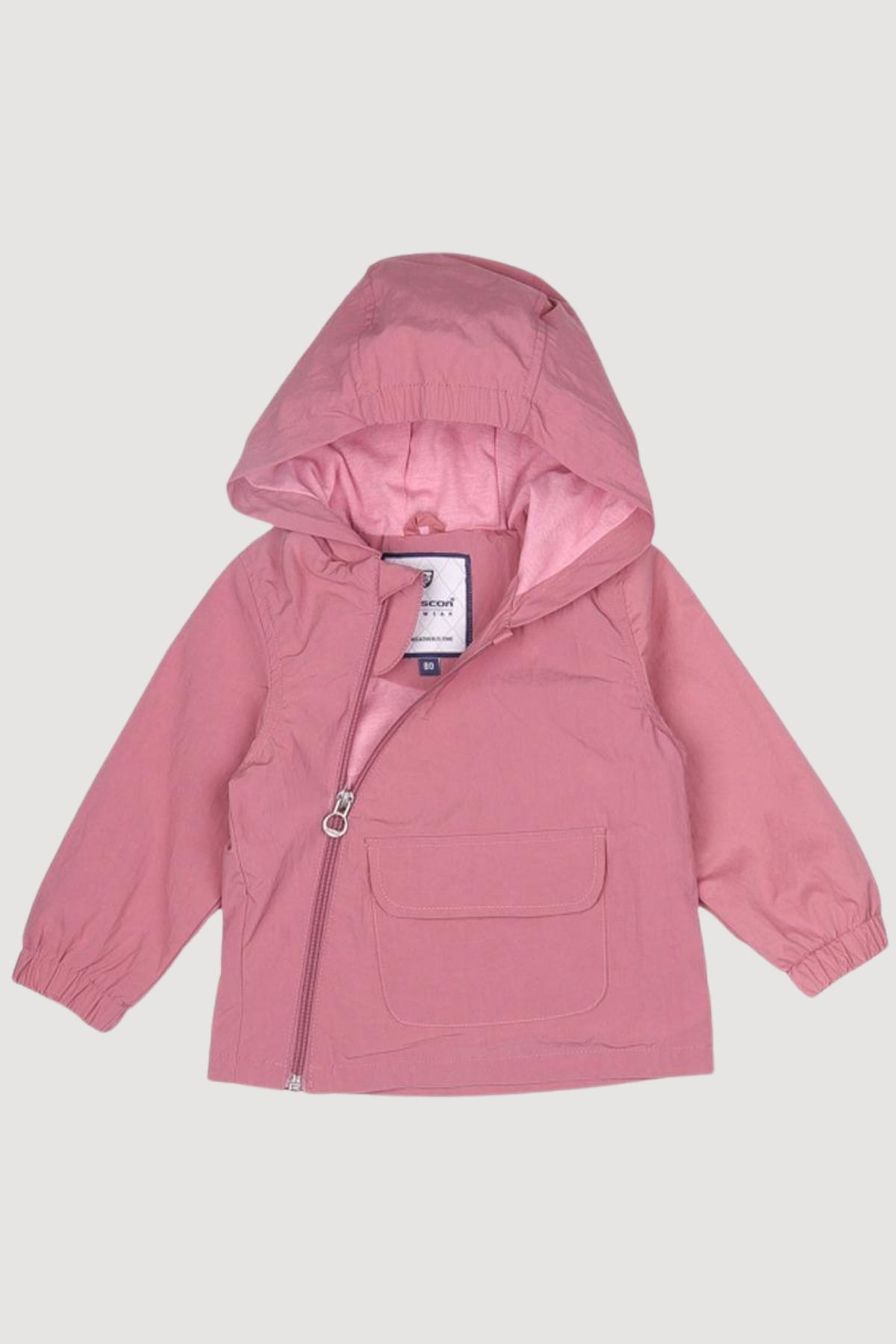 Verscon-Hooded Front Zipper Pocket Lightweight Raincoat Girls and Boys Coat 1