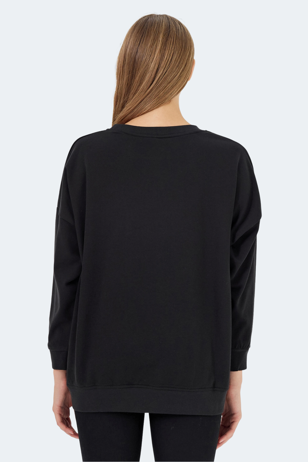 Slazenger VIKENTI SW Oversize Kadın Cepli Oversıze Siyah Sweatshirt görsel 2