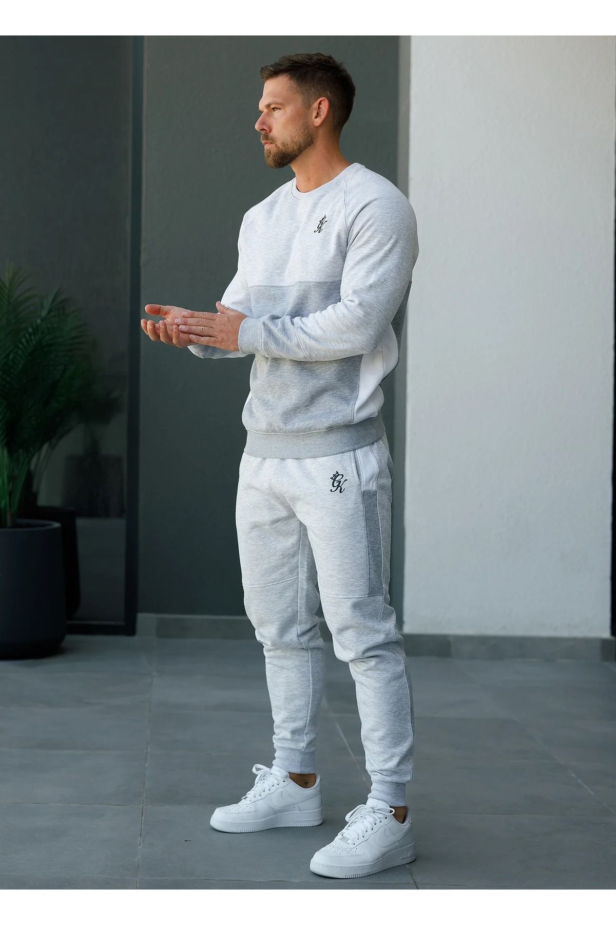 GYM KING-Minefield Crew Tracksuit Snow Marl 6