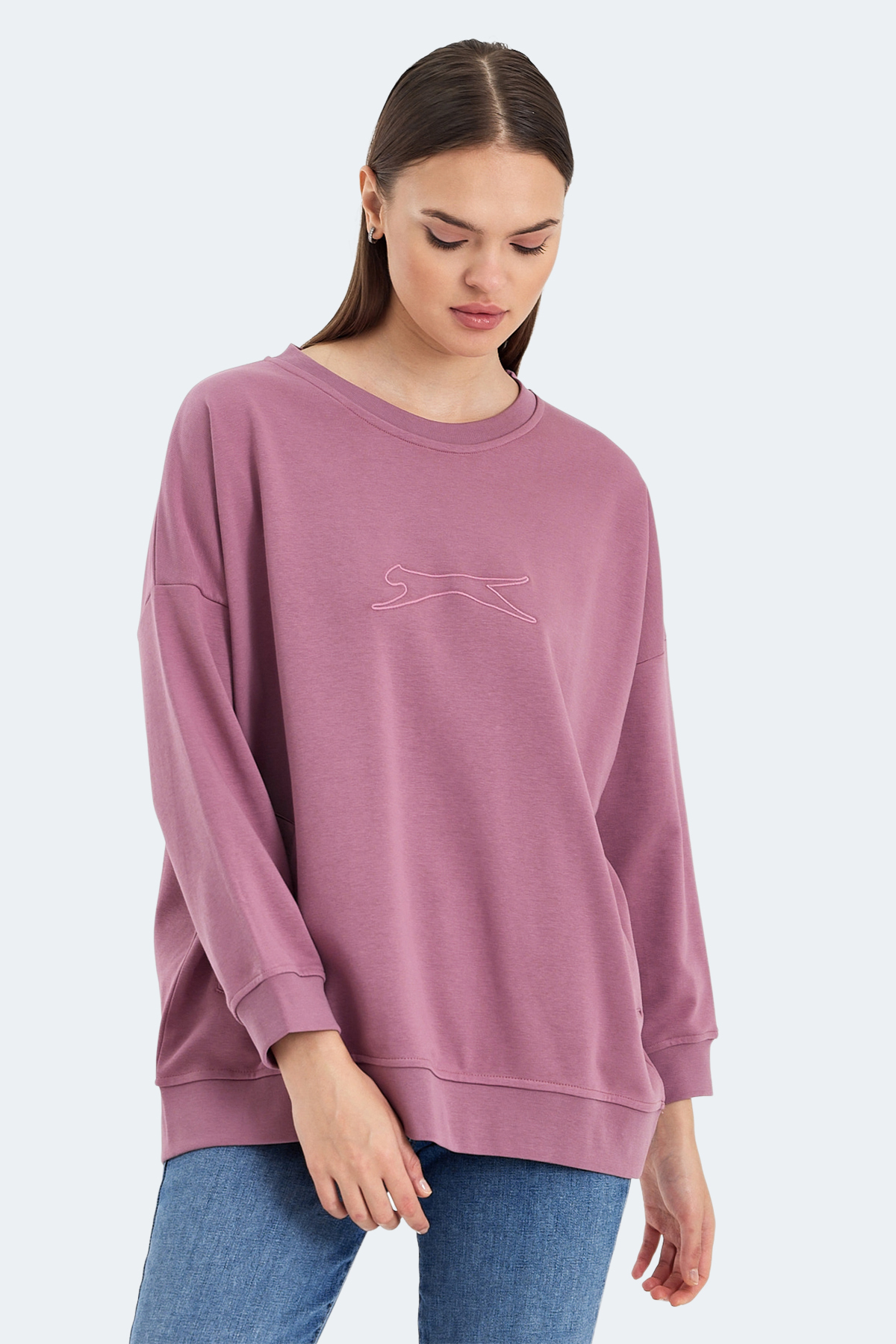 Slazenger VIKENTI SW Oversize Kadın Cepli Oversıze Gül Sweatshirt görsel 4