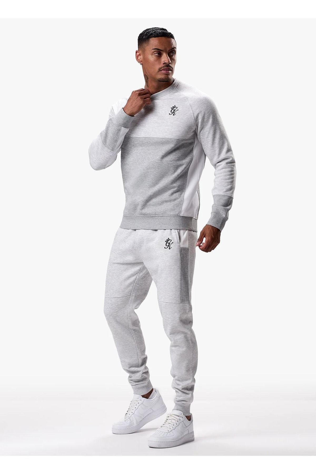 GYM KING-Minefield Crew Tracksuit Snow Marl 7