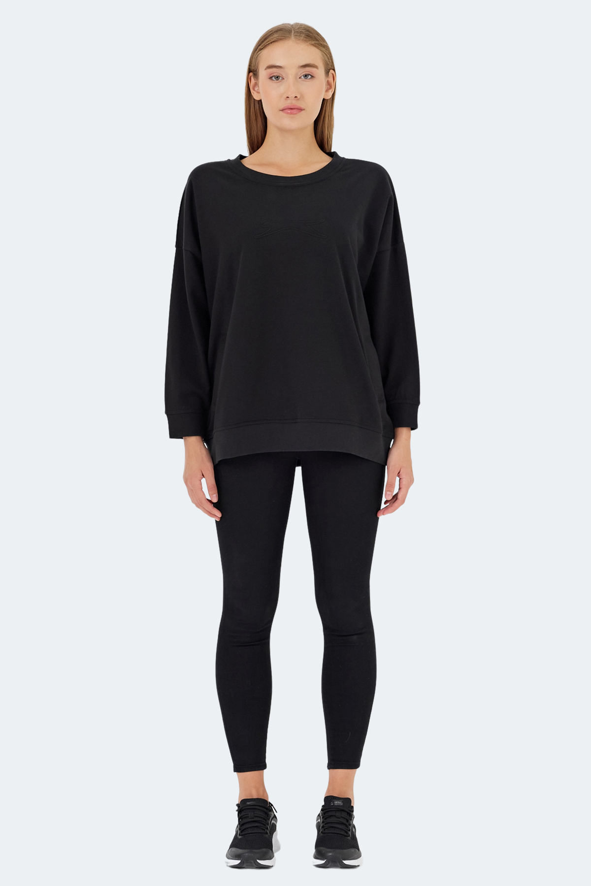 Slazenger VIKENTI SW Oversize Kadın Cepli Oversıze Siyah Sweatshirt görsel 7