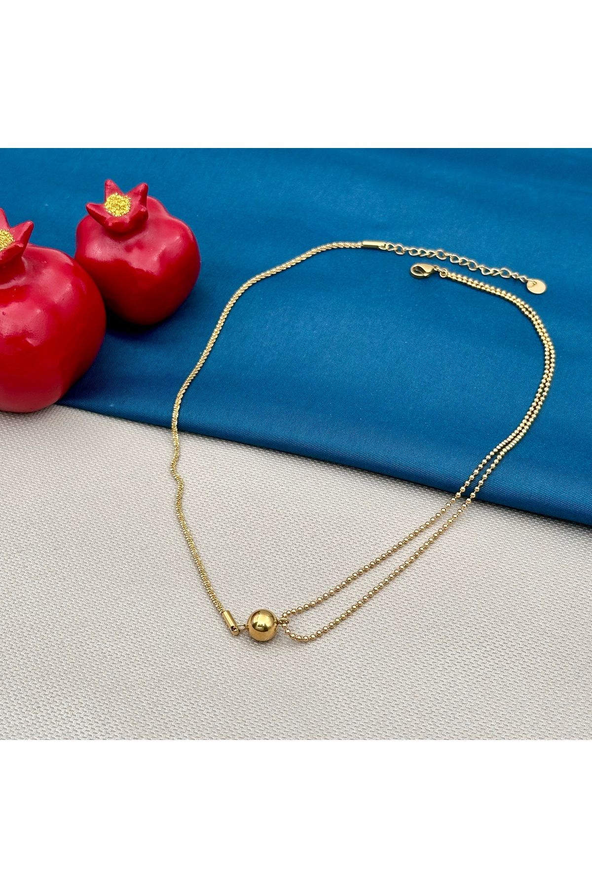 Opia Takı & Aksesuar-Steel Gold Middle Bulk Necklace 6