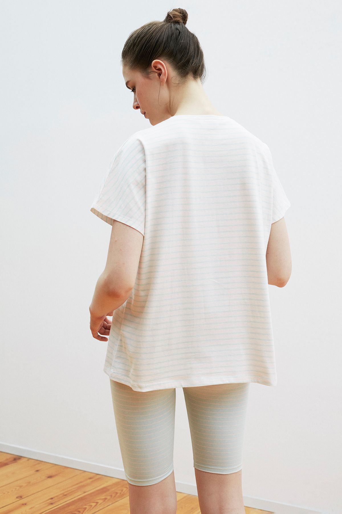 Maya Stripes Biker Şort Pijama Takım - 5