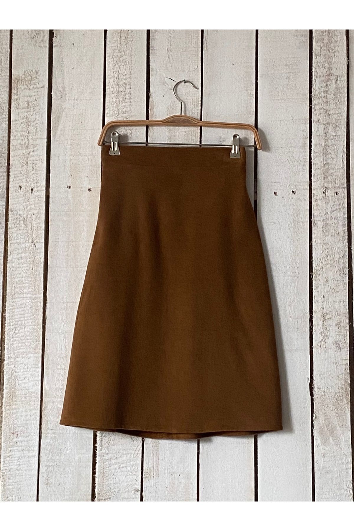 KÜÇÜĞÜM BUTİK-Camel Stamped Short Skirt 1