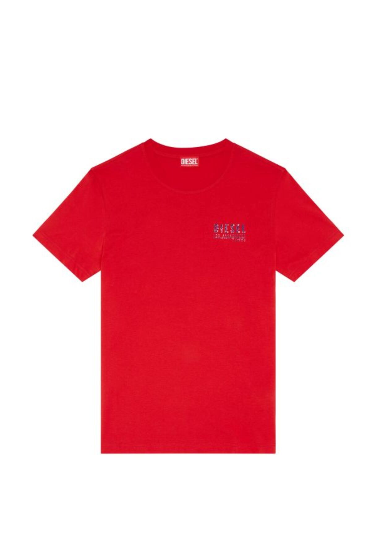 Diesel-Red Crew Neck Men's T-shirt - Short Sleeve 3