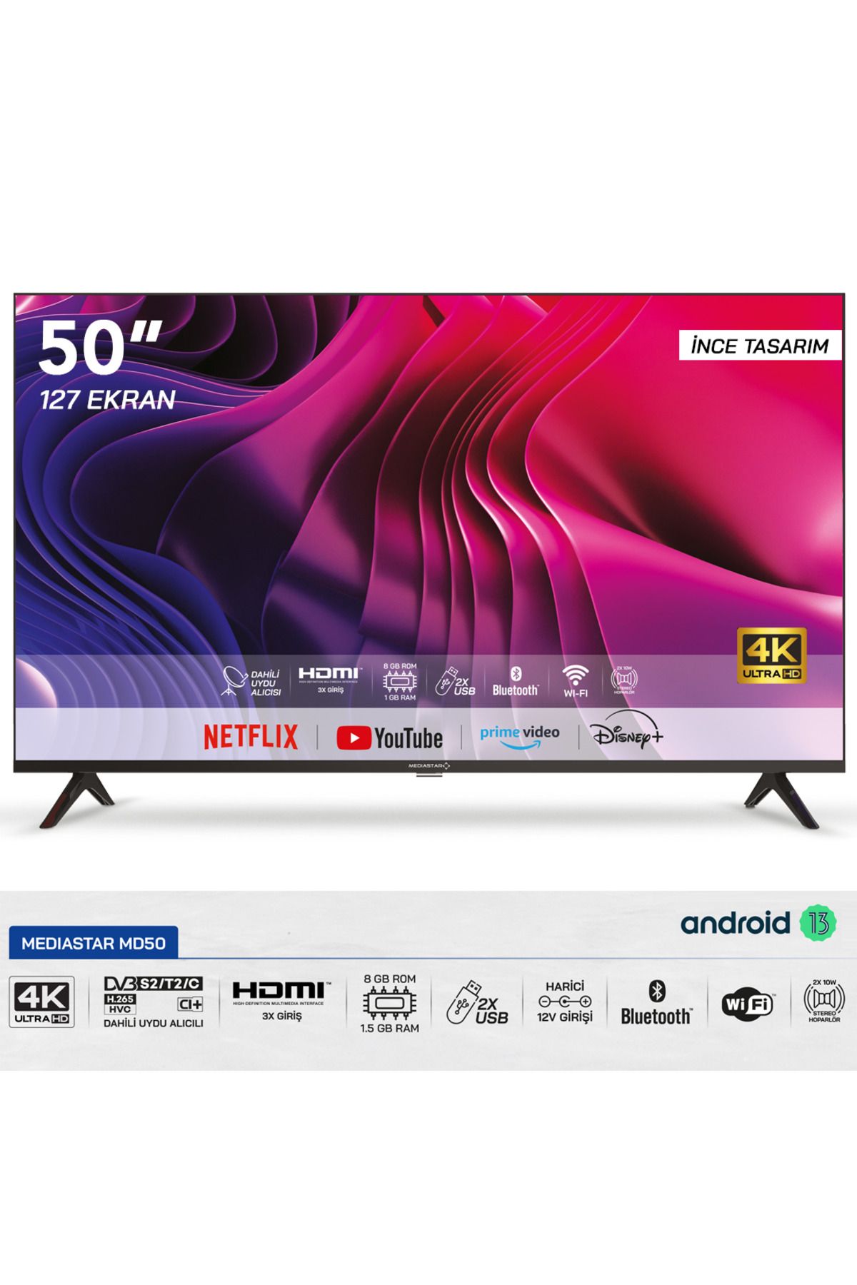 Mediastar 50" 4K Android Led TV