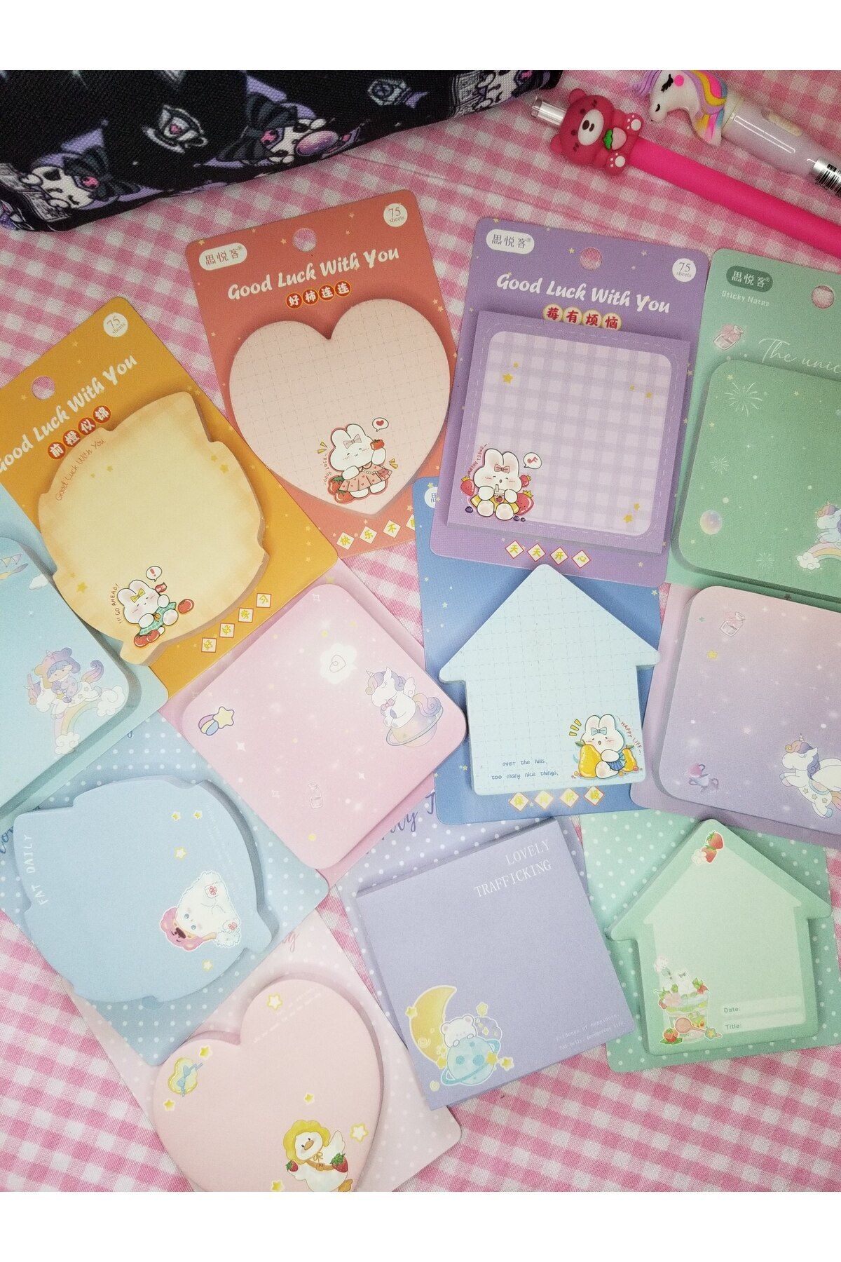 Şengül Ticaret-Green Unicorn Rabbit Kawaii Duck - 75 Sheets Post It Note Paper 2