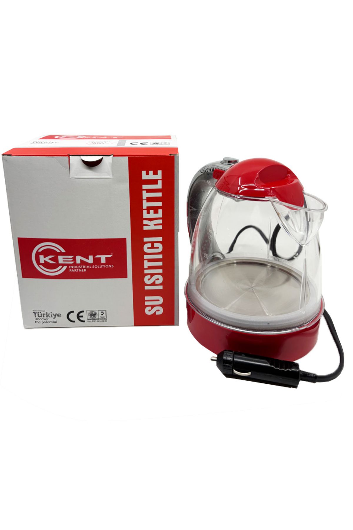 KENT-24 Volt In-Car Red Auto Water Heater Kettle - 1 Lt Teapot 1