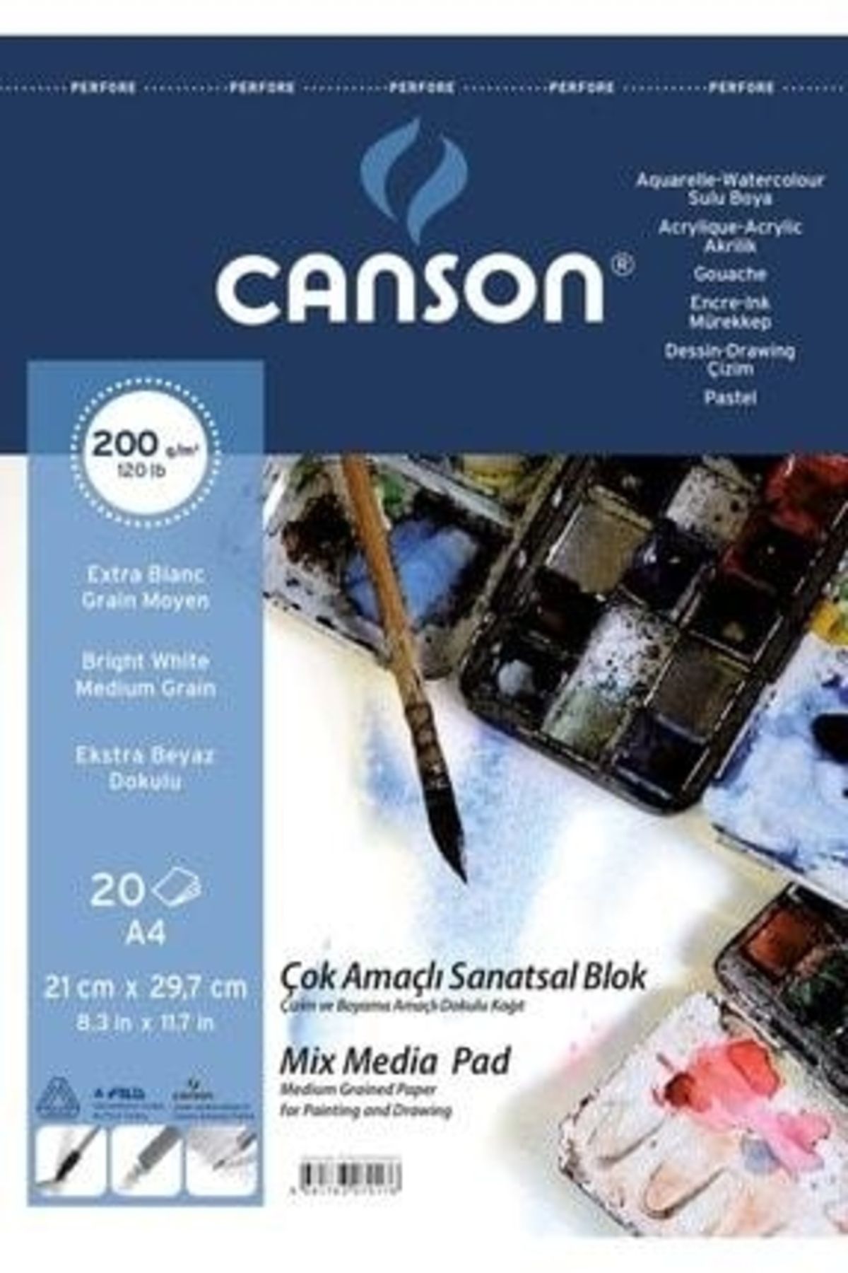 Canson-Fıneface 200Gr A4 20Yp Picture Blocks - Top Spiral Multi-Purpose 1