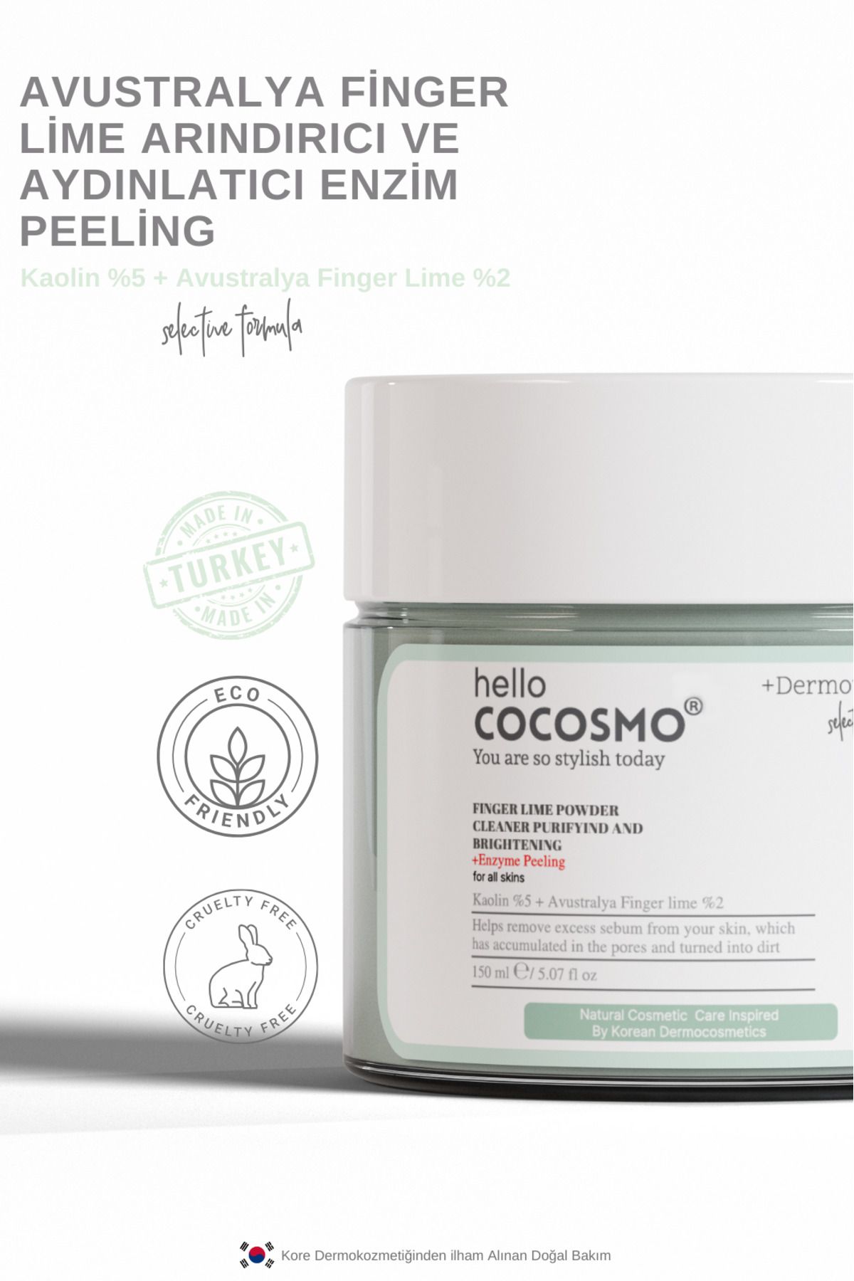 پودر پاک کننده با آنزیم پاک کننده و روشن کننده (کائولن 5% انگشت 2%) hello cocosmo Australia.