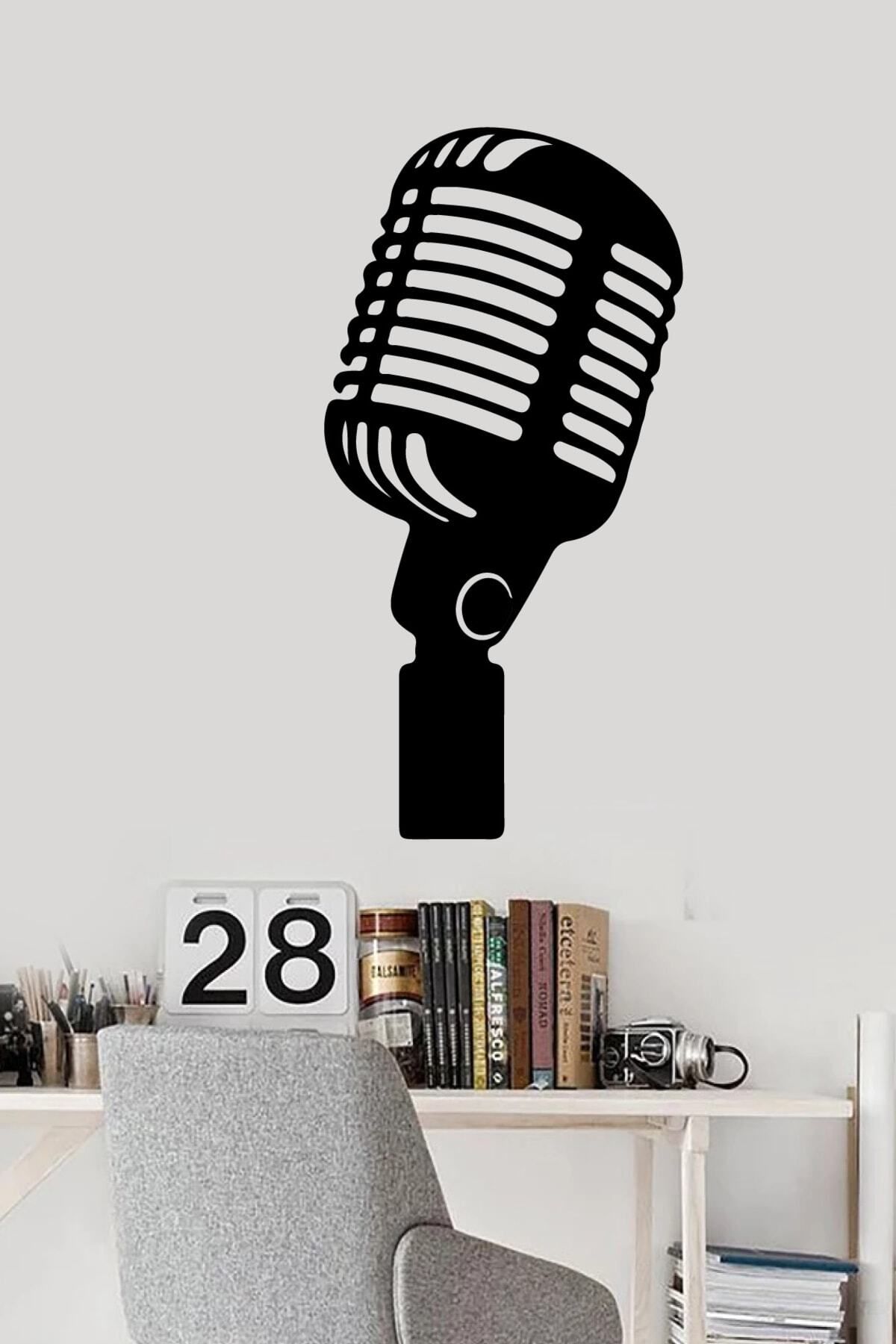 MLH STORE Mülsüm Gürses Mikrofon Müzik Duvar Sticker Yapıştırma (SUDAN VE NEMDEN ETKİLENMEZ) 30x60 cm