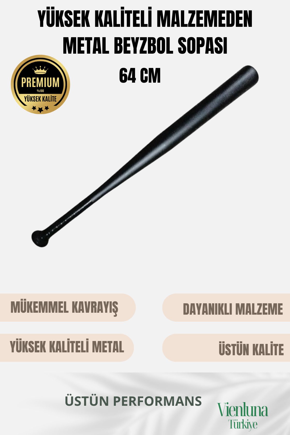 vienluna Özel Üretim Üstün Tutuş Sağlayan Kırılmaz Ultra Dayanıklı Metal 28" Baseball Beyzbol Sopası 64 cm