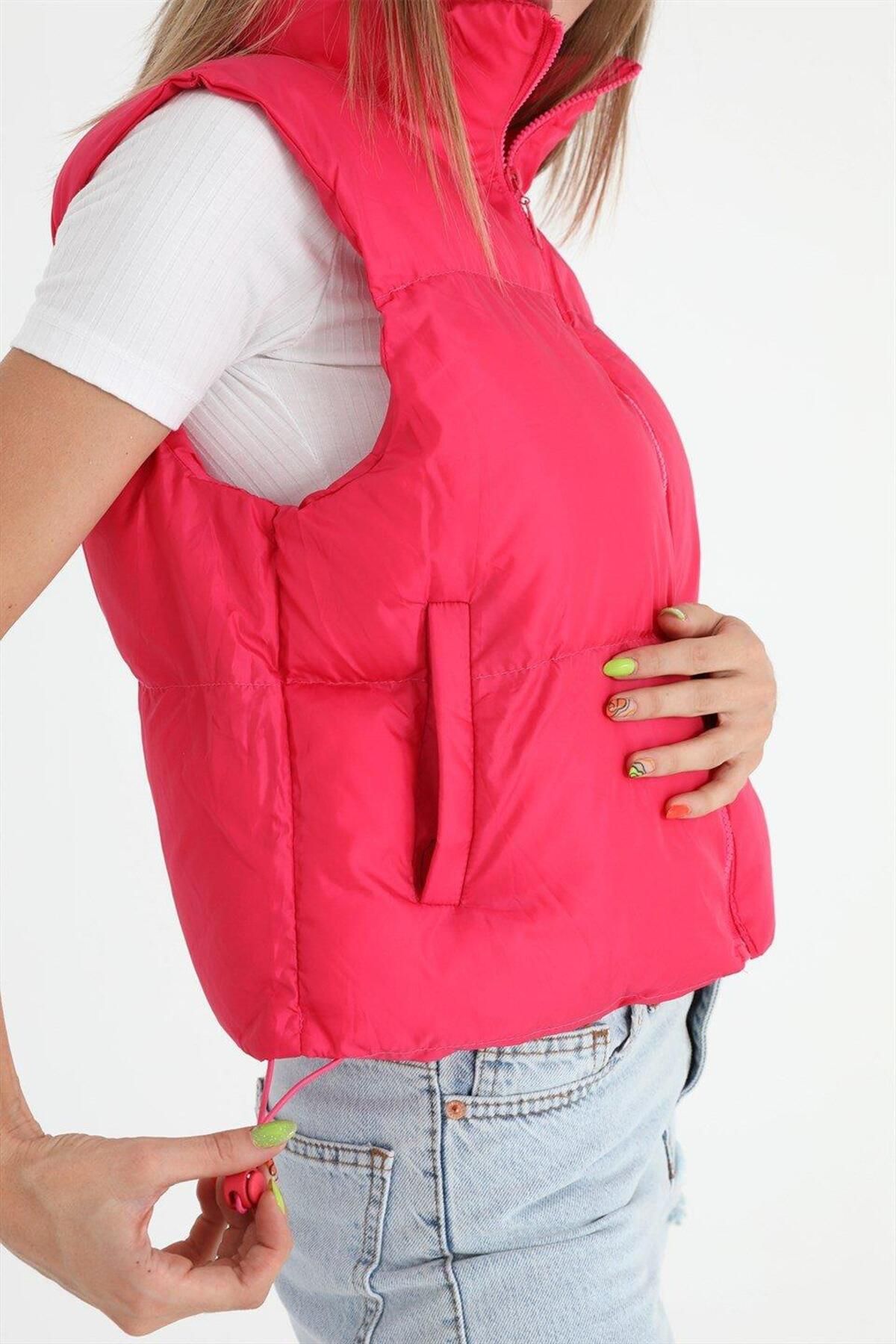 VAPUR TEKSTİL-Fuchsia Vest - Zippered Front Parachute Fabric 5