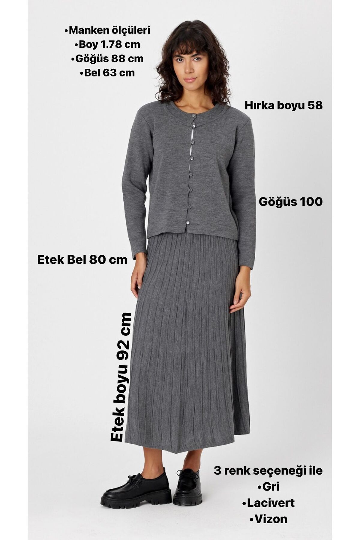 Molly Nelly-Women's Knitwear Cardigan Skirt Set 3