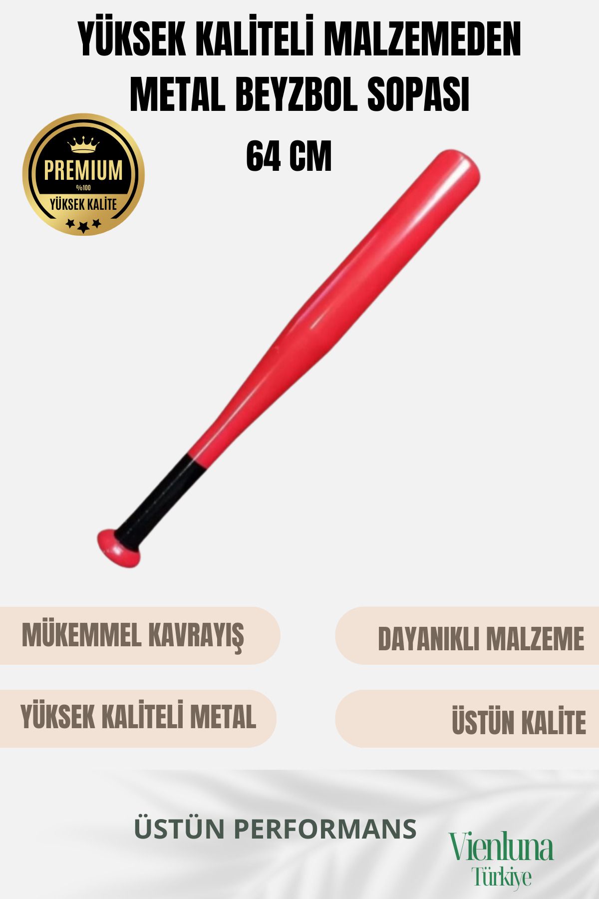 vienluna Özel Üretim Üstün Tutuş Sağlayan Kırılmaz Ultra Dayanıklı Metal 28" Baseball Beyzbol Sopası 64 Cm