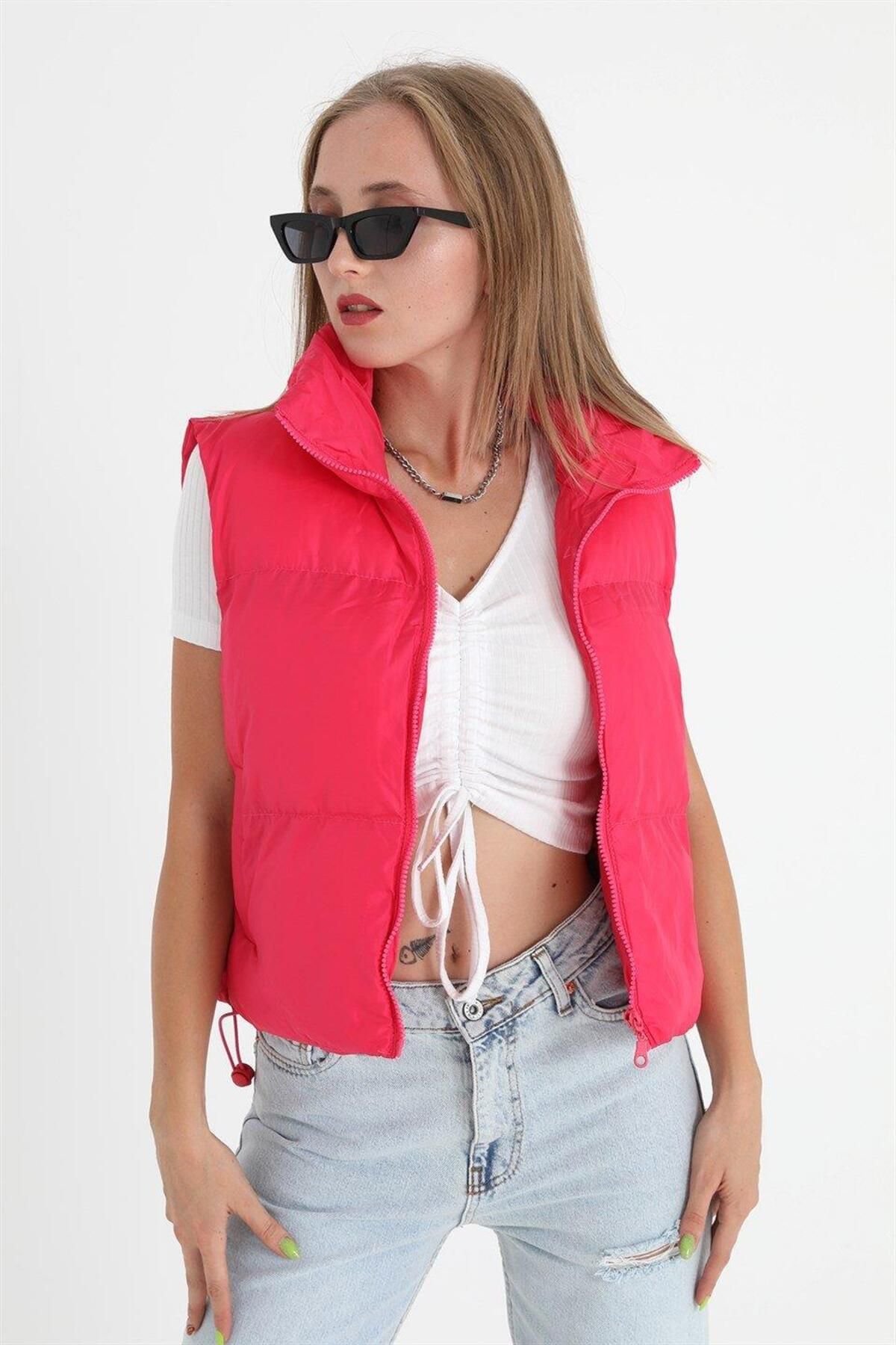 VAPUR TEKSTİL-Fuchsia Vest - Zippered Front Parachute Fabric 3