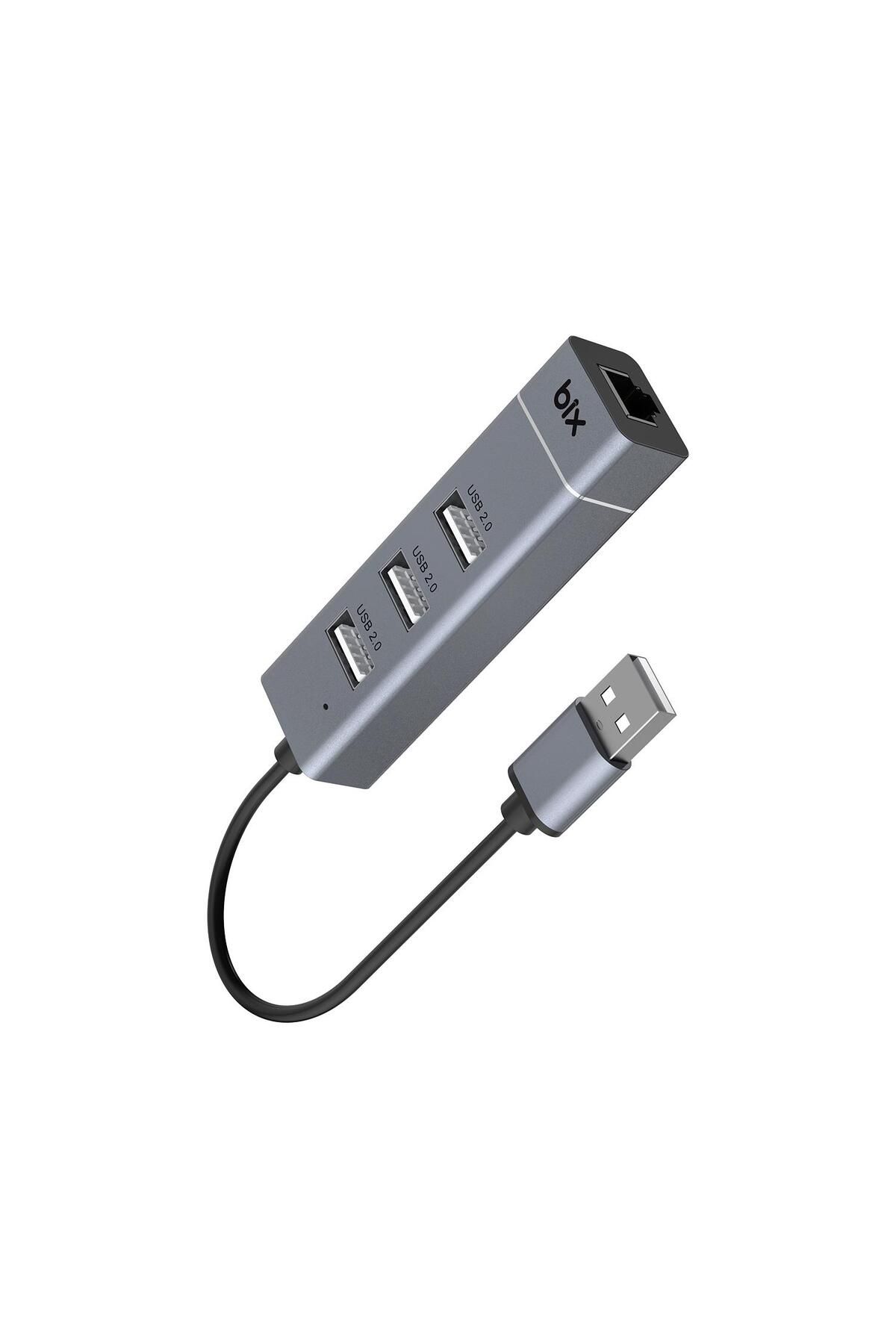 Bix Bx03hb 3 Port Usb 2.0 Ve 10/100mbps Rj45 Ethernet Dönüştürücü Hub