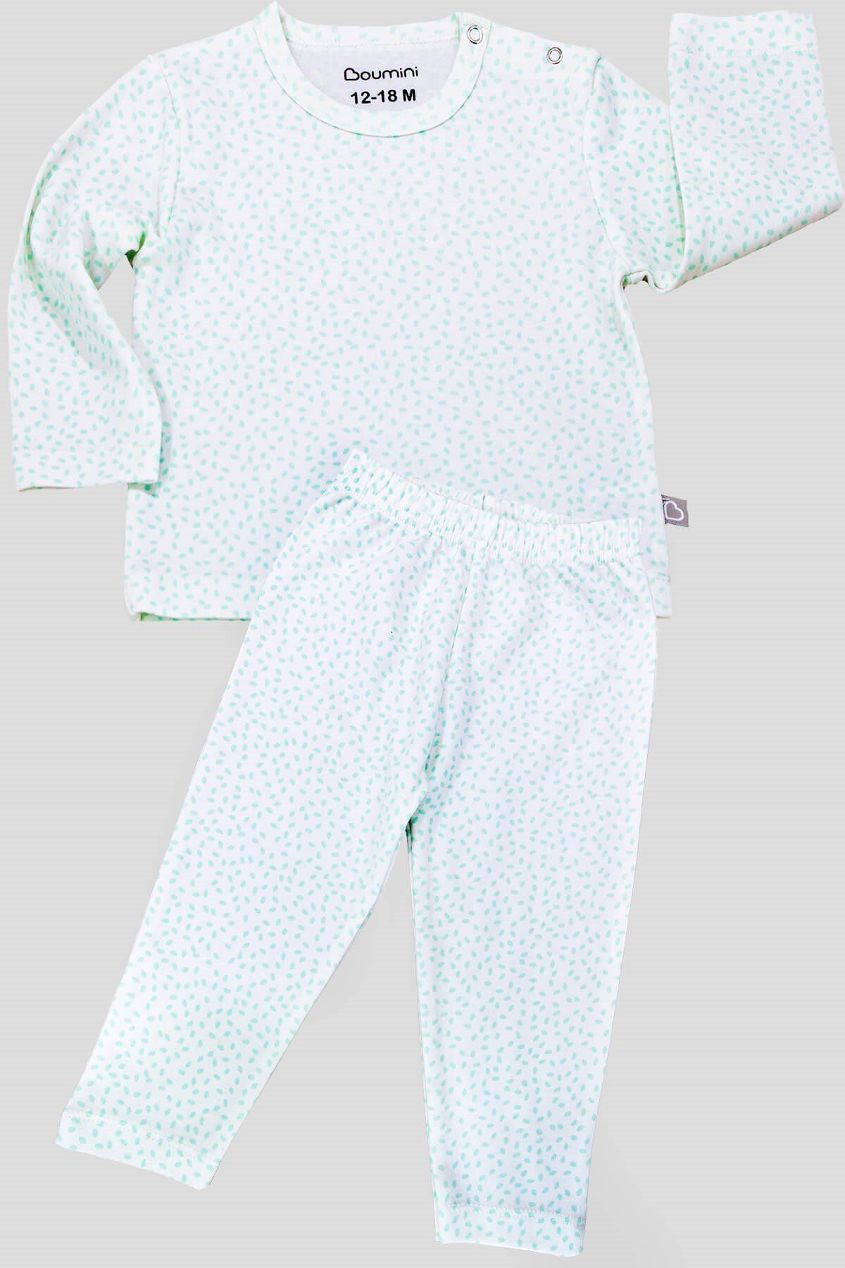 Boumini-Baby And Kids Pajama Set Leaves Mint 1