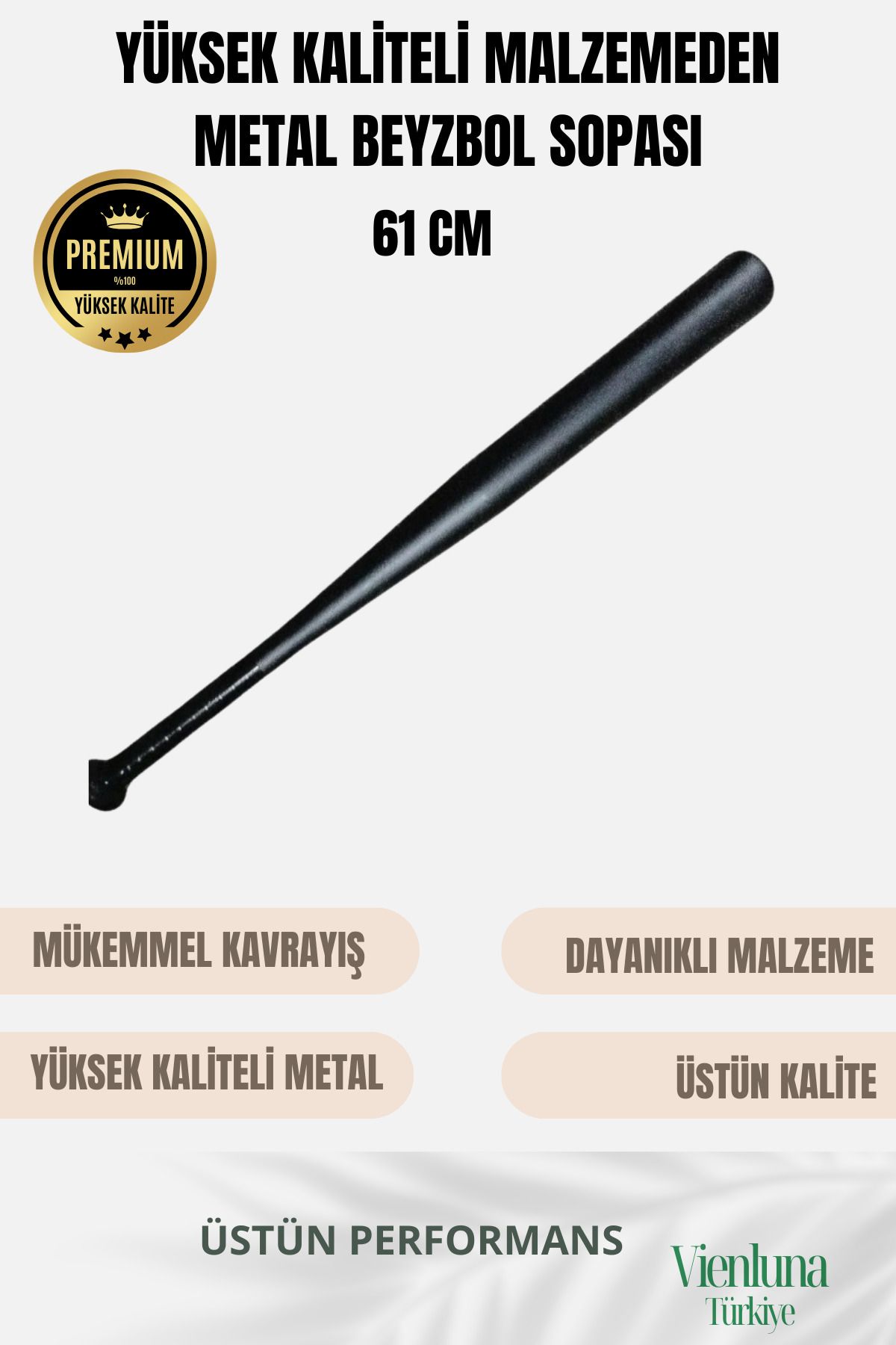 vienluna Üstün Tutuş Sağlayan Kırılmaz Ultra Dayanıklı Metal Süper Baseball Beyzbol Sopası 61 Cm