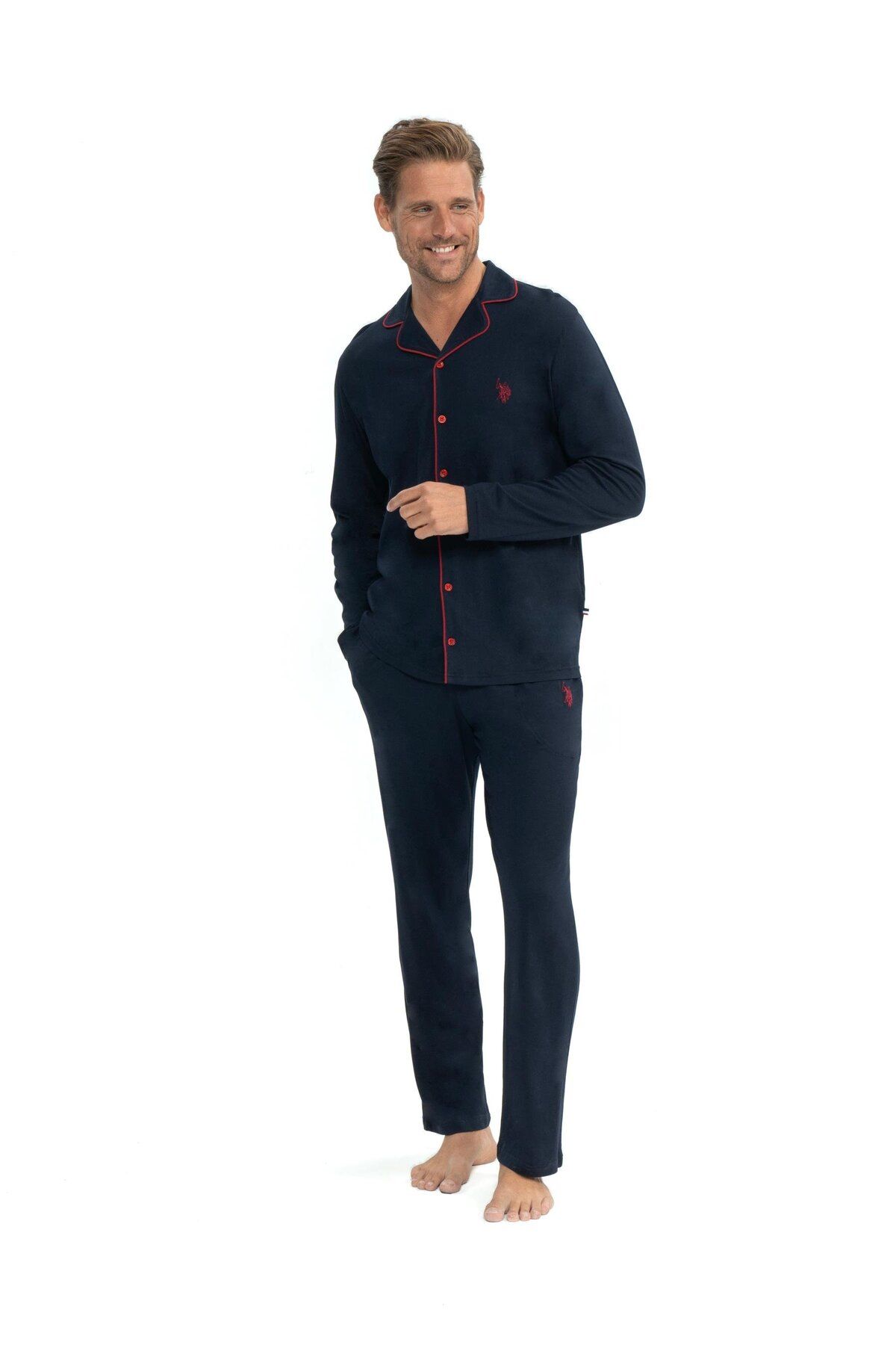U.S. Polo Assn. U.S. Polo Assn. - Erkek Lacivert Boydan Patlı Pijama Takımı