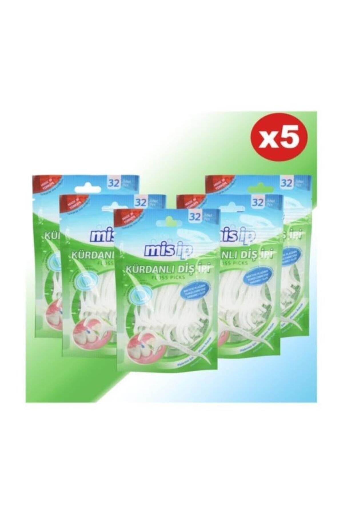 Mis İp Misip Kürdanlı Diş Ipi 32'li -- 5 Paket X 32 Li