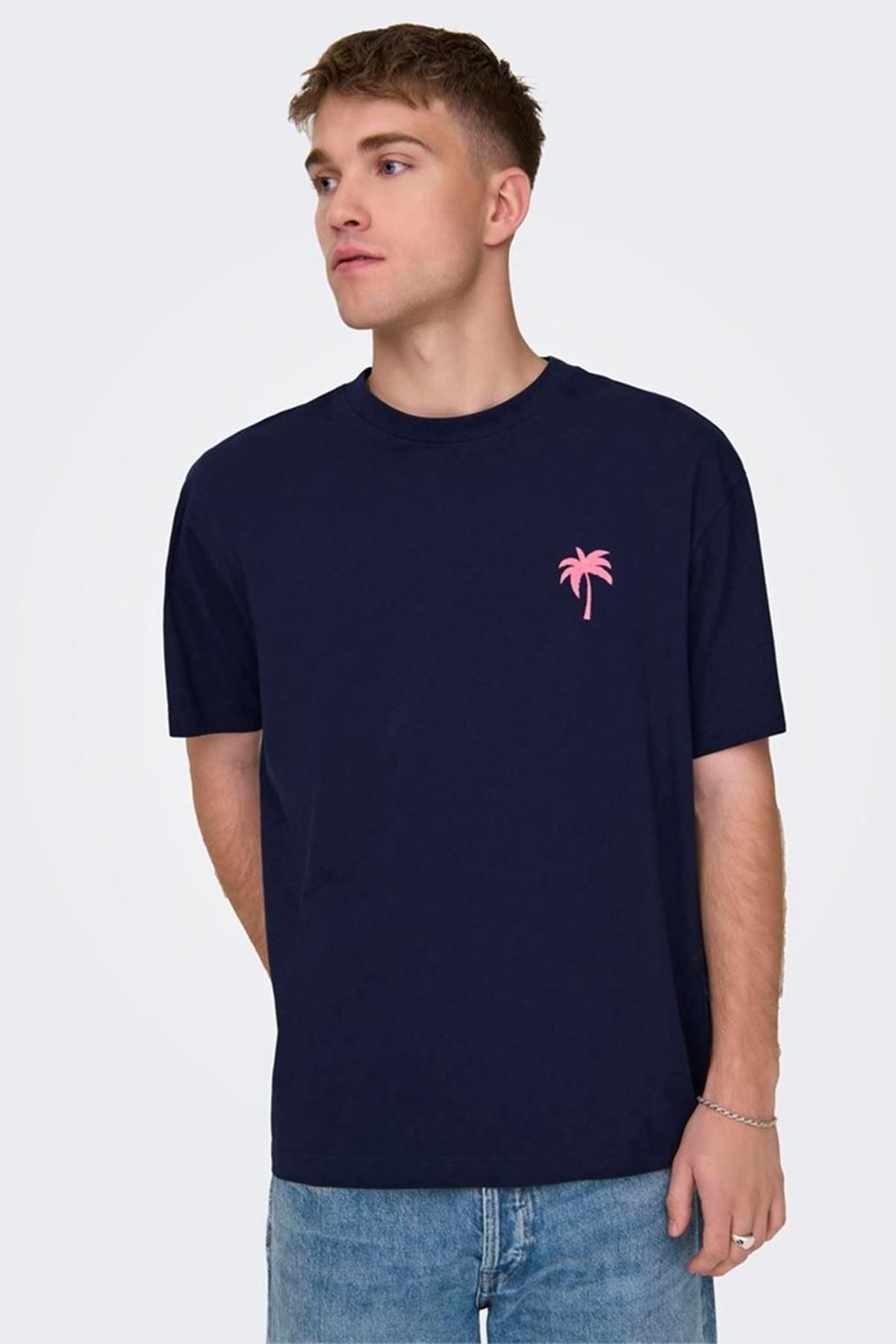 Only & Sons-Onsmervyn Life Rlx Summer Ss Tee 22029519   Navy Blue 4