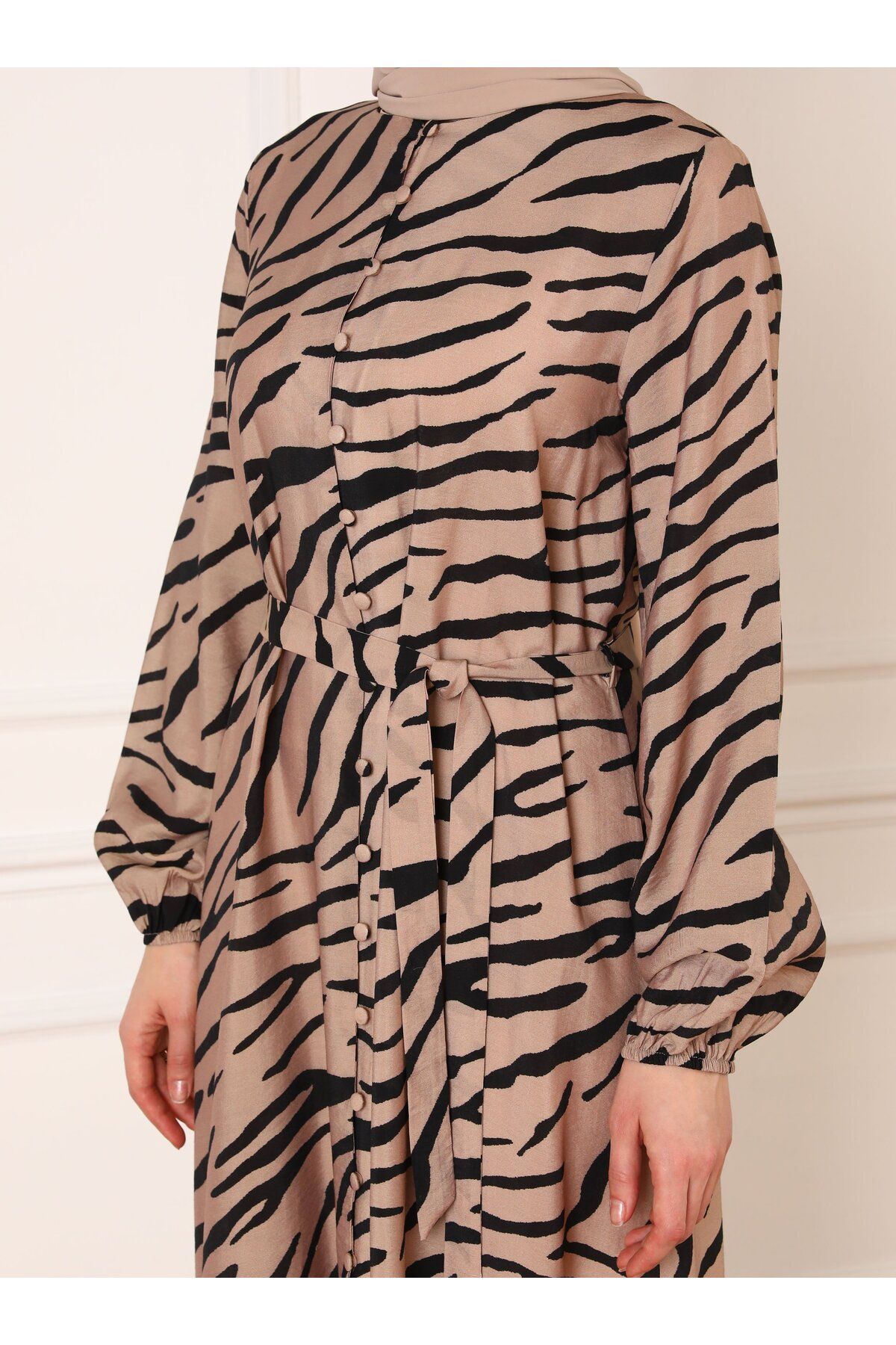 Refka-Beige Hijab Dress - Zebra Pattern, Refka 4