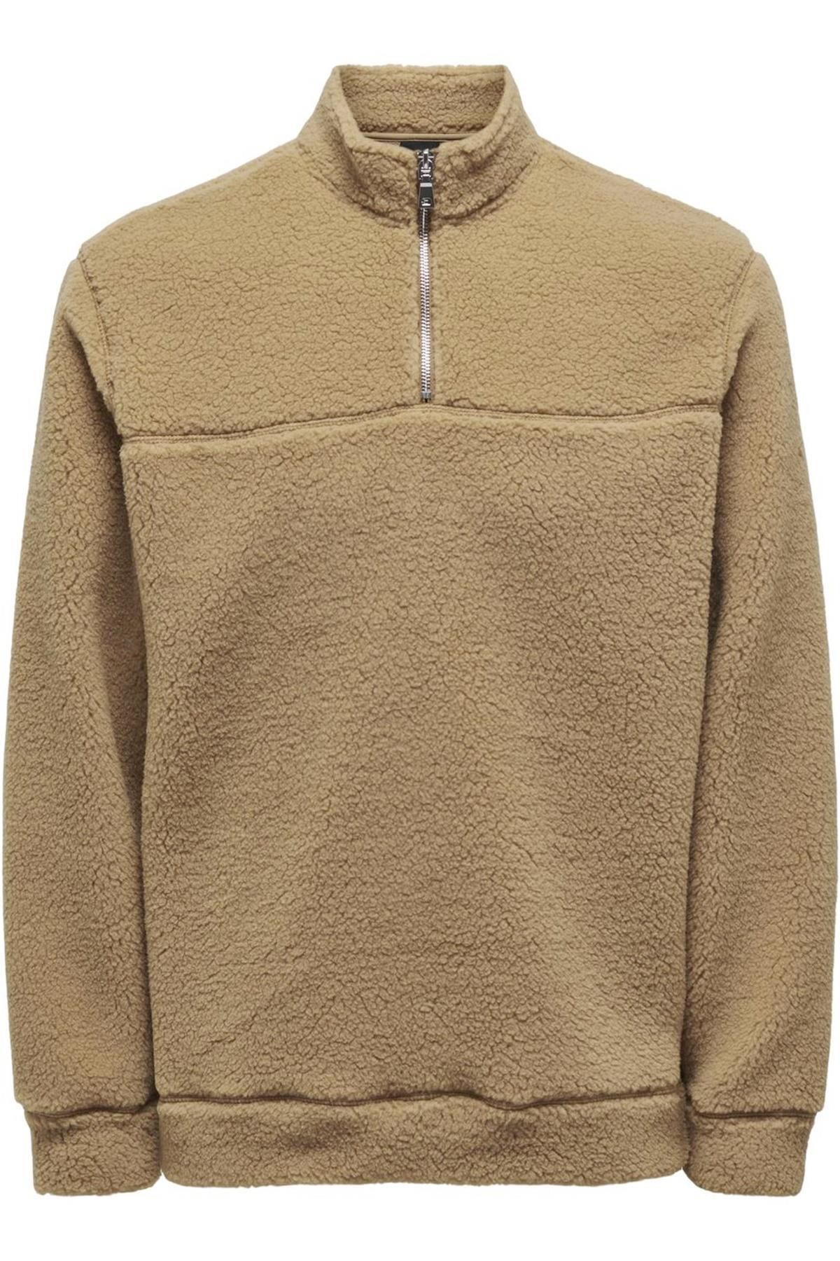 Onsremy Reg 1/4 Zip Swt Brown Only & Sons