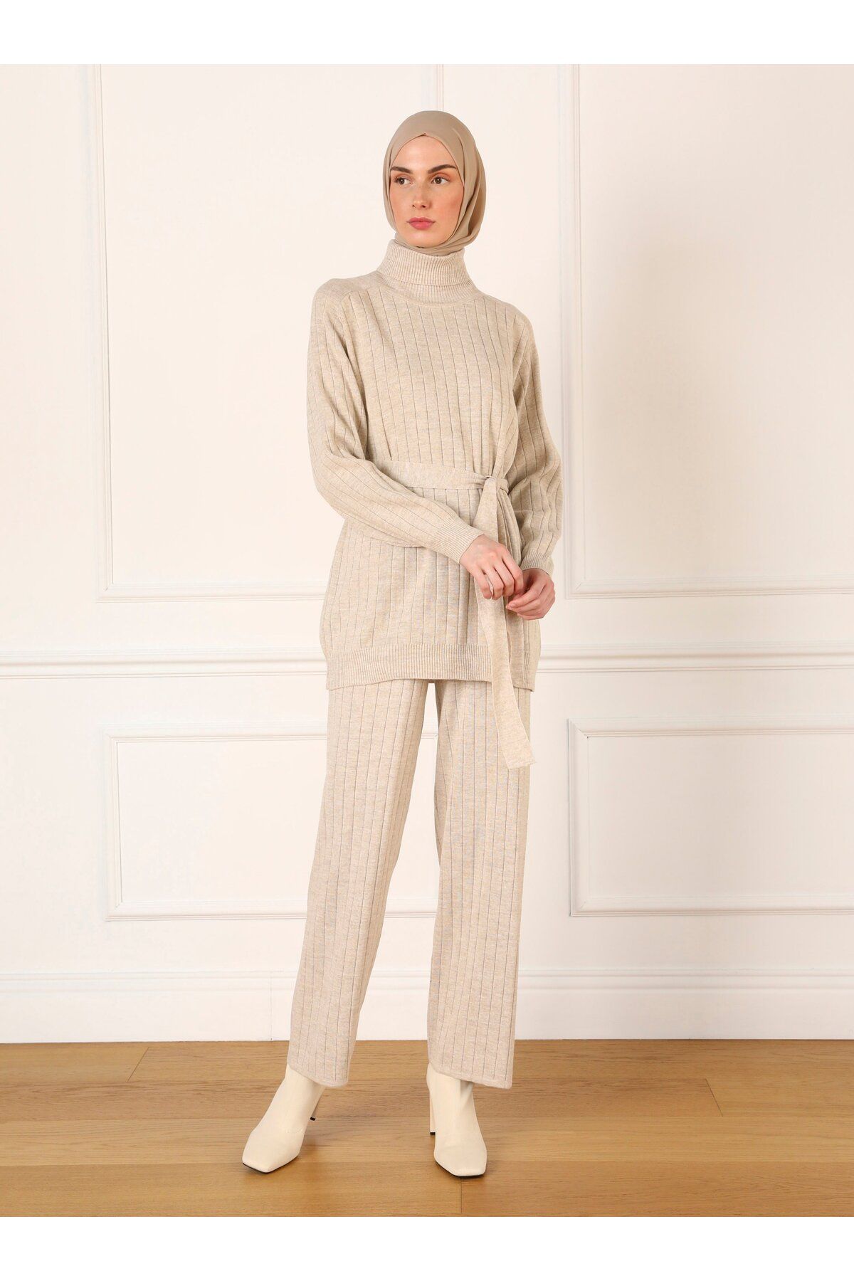Refka-Tunika- und Hosen-Doppelstrick-Set – Steinfarbe – Refka 3