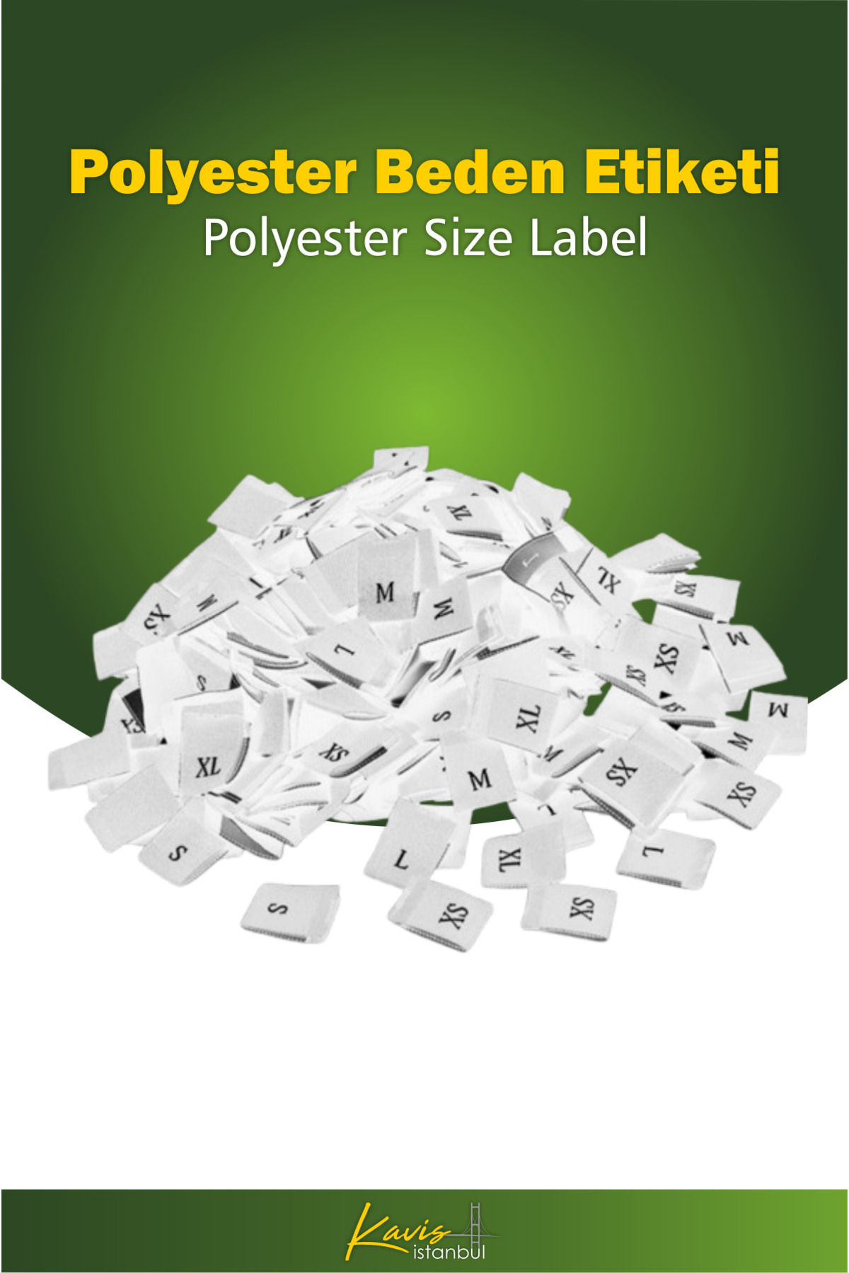 kavisistanbul Polyester Dokuma Beden Etiketi - 100 Adet