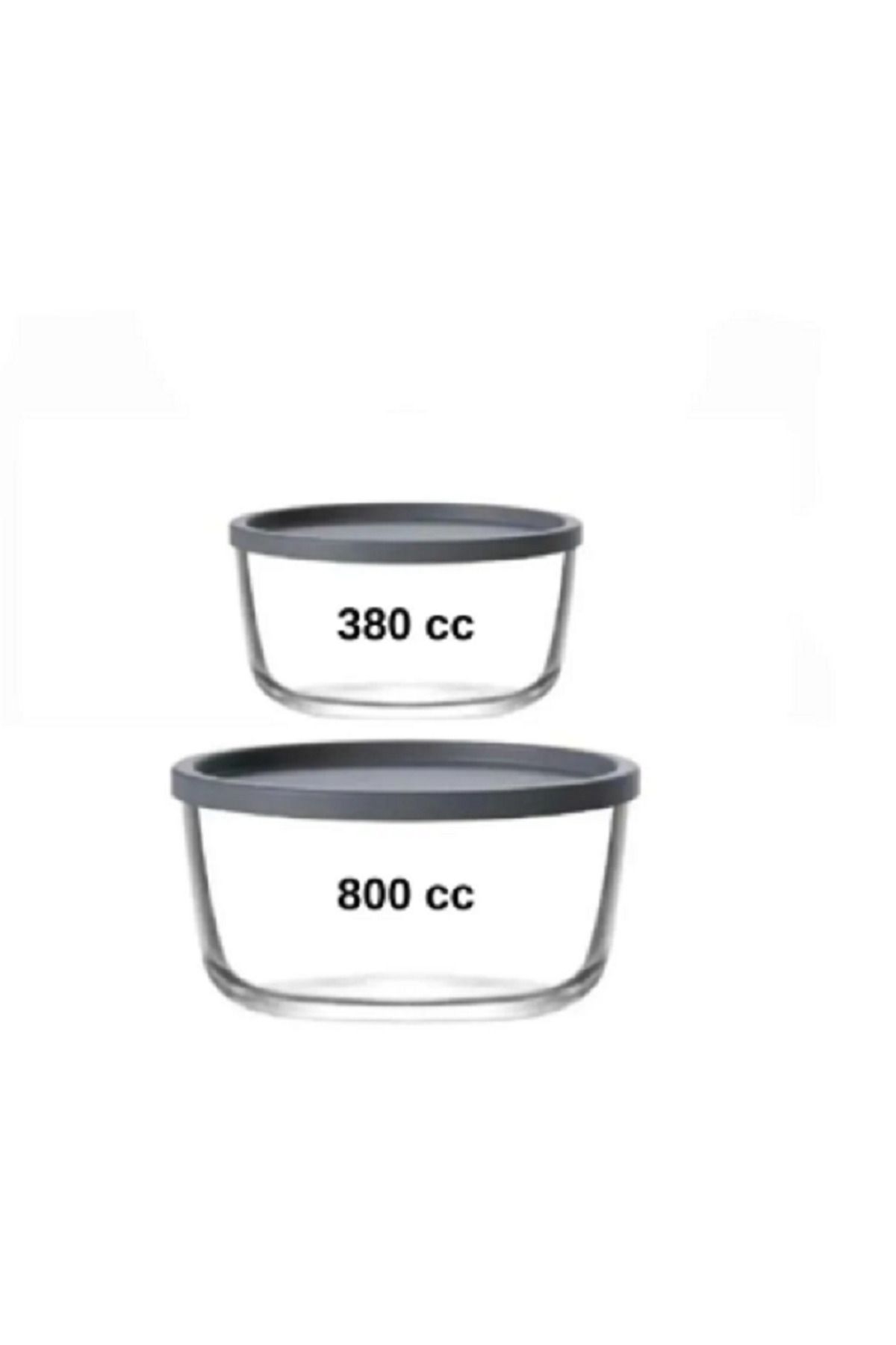 LAV-Feyzade Anthracite Round Storage Container with Lid - 380 Cc X 3 Pcs / 800 Cc X 3 Pcs 4