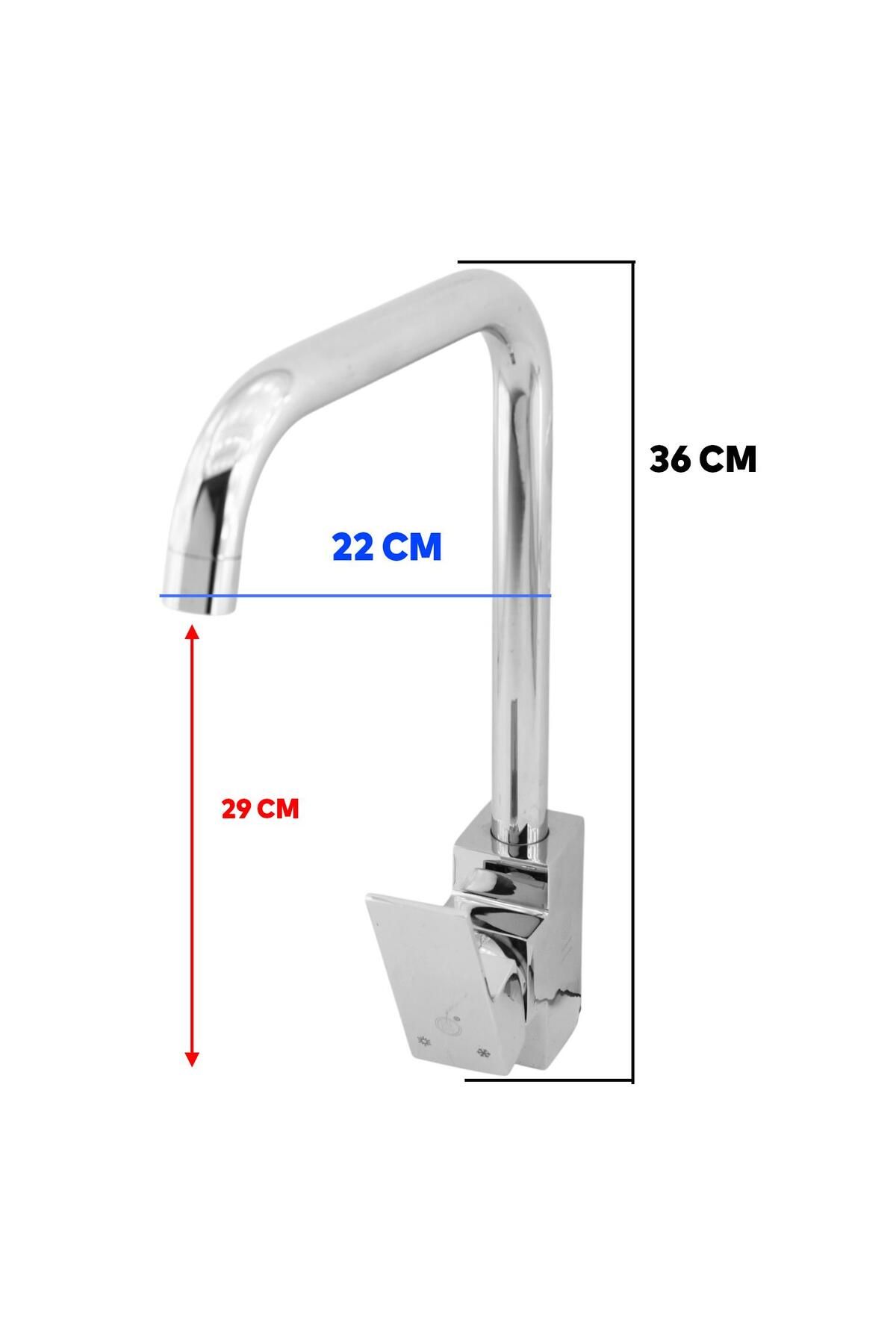 Badem10-1.390 kg Fountain Chrome Colored Quality Sink Faucet - Bathroom Kitchen Sink Faucet with Hot Cold Water Inlet 2