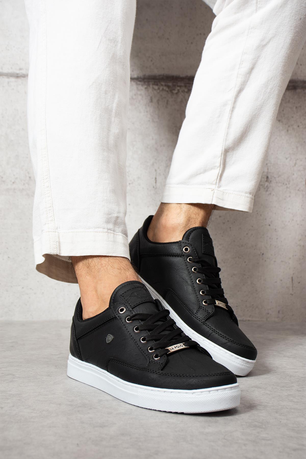 Siyah Beyaz Rahat Kalıp Günlük Erkek Sneaker