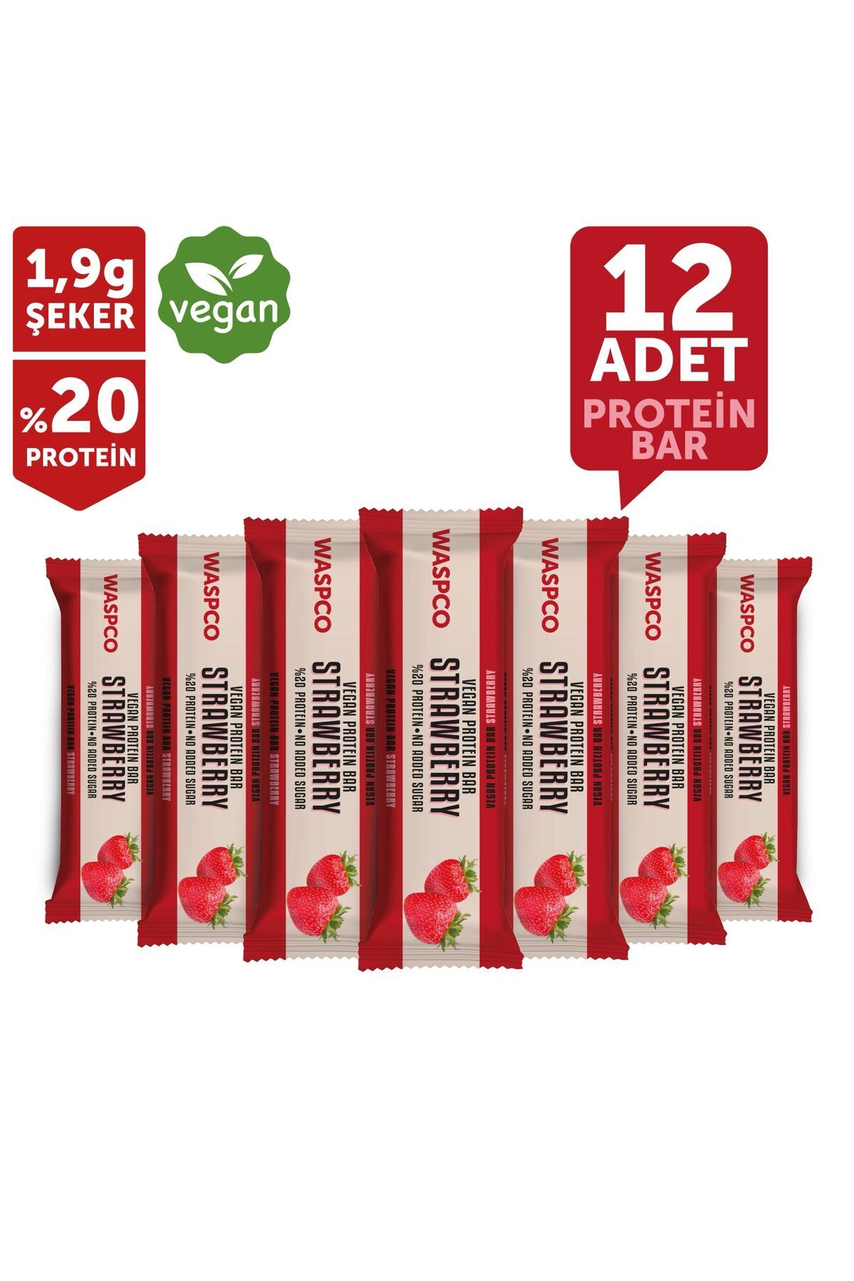 Waspco Vegan Çilek Protein Barx12 Adet