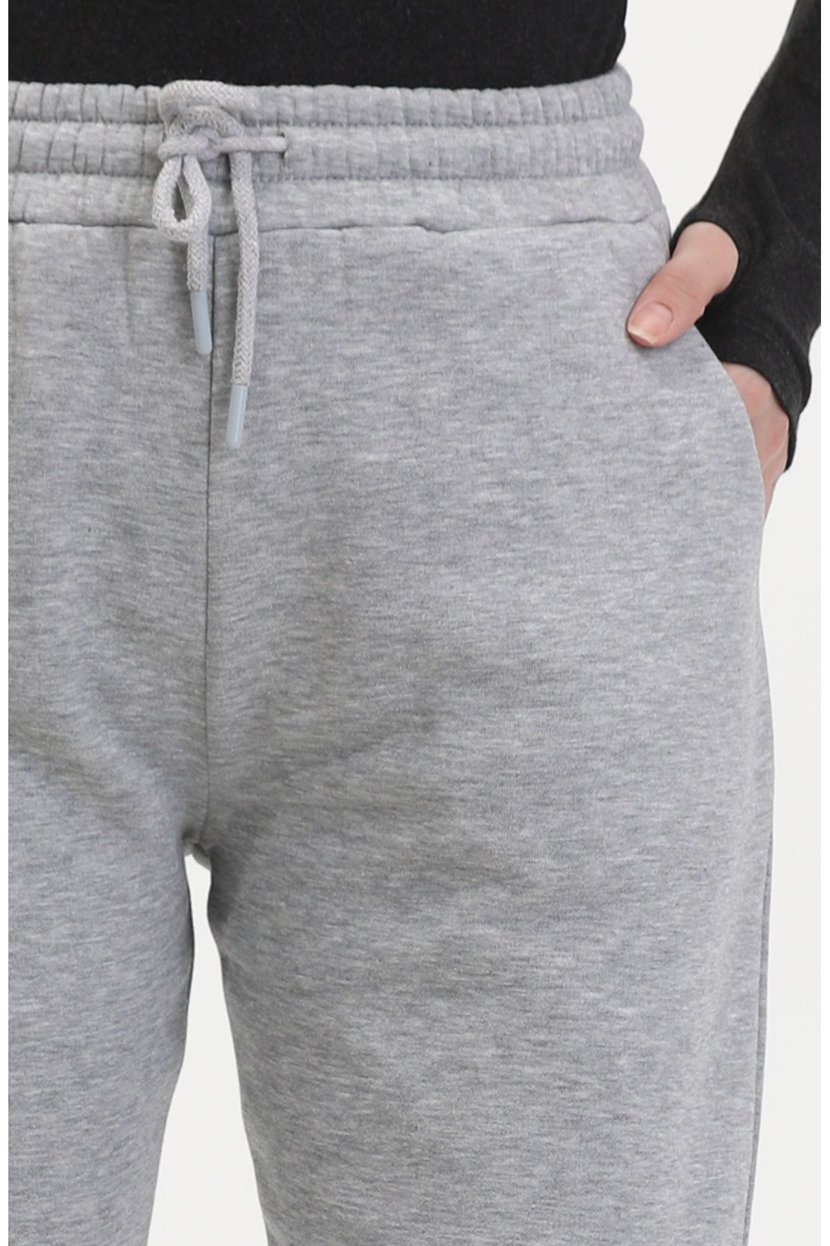 sefamerve-Gray Three Thread Combed Cotton Sweatpants - 10400-03 3