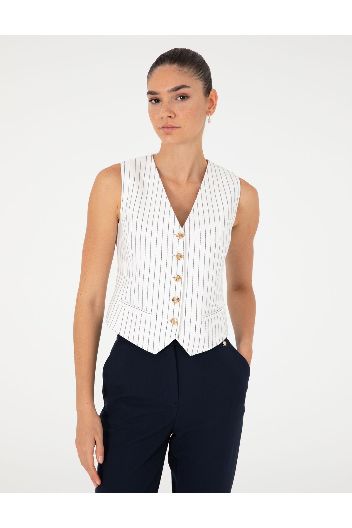 Pierre Cardin-Ecru Crop Top Vest 50292671 -Vr019 3