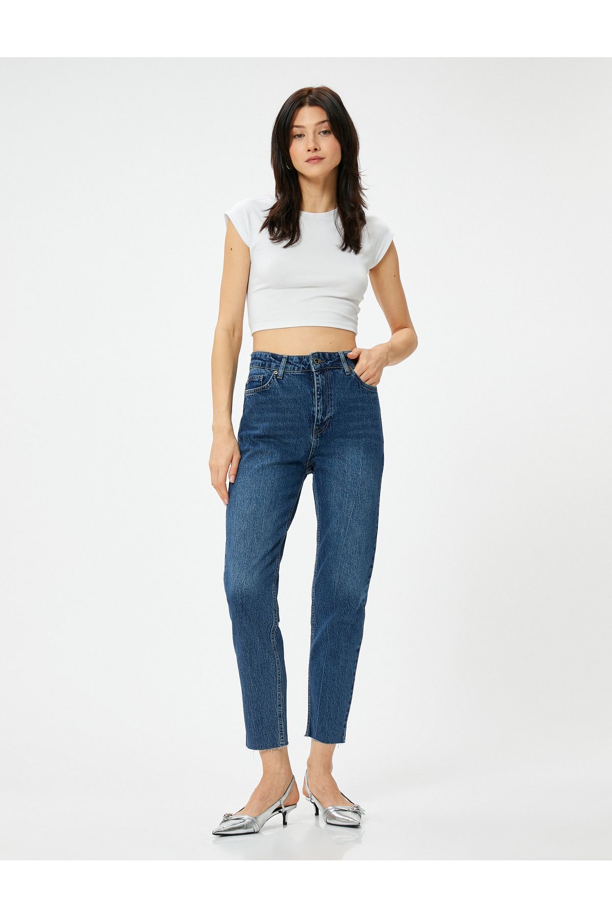 Koton Lekkie I Wygodne Dżinsy Z Wysokim Stanem I Wąską Nogawką - Mom Slim Jeans Kobieta - 29–32