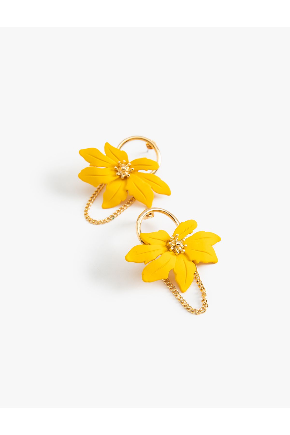 Koton-Medium Size Steel Flower Earrings 1