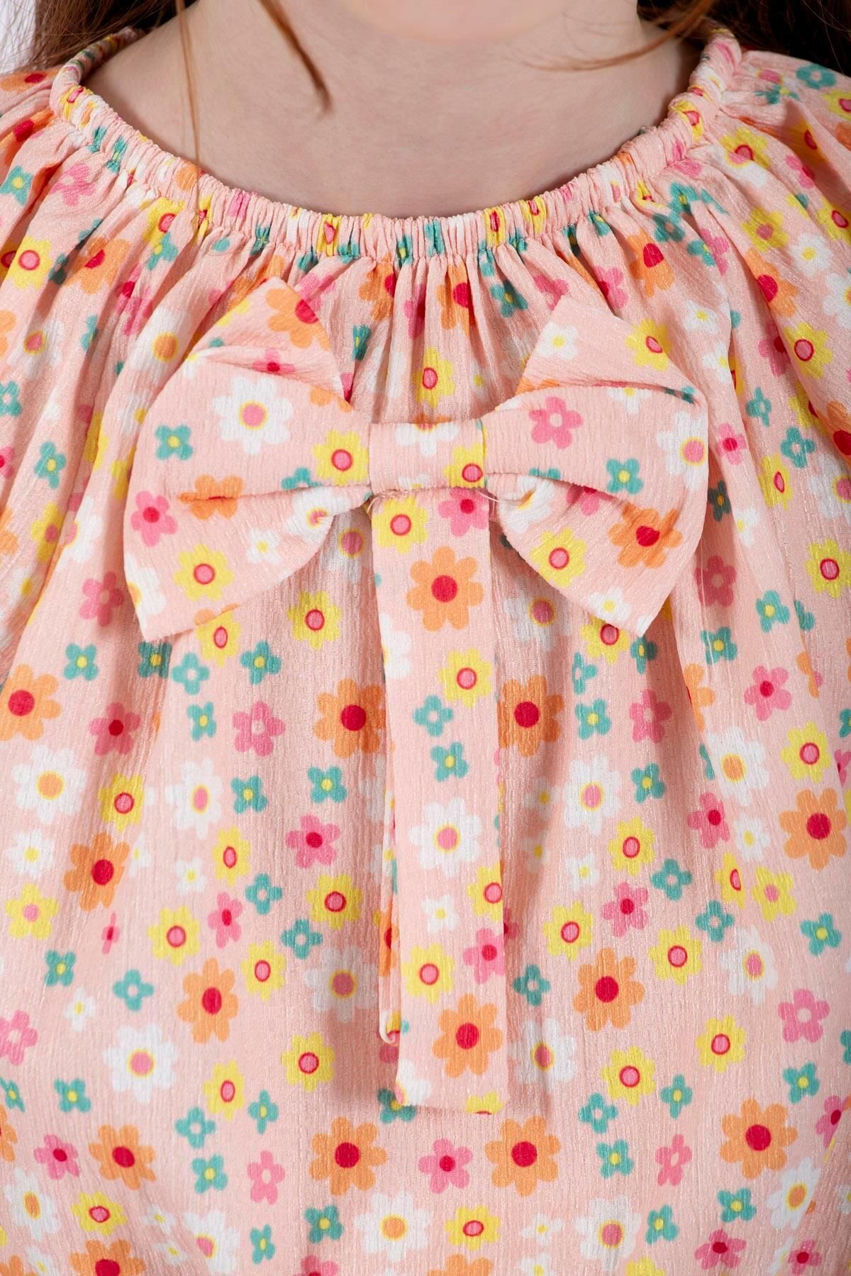 zepkids-Pink Colored Girl's Skirt Set - Bow Detail on the Front 4