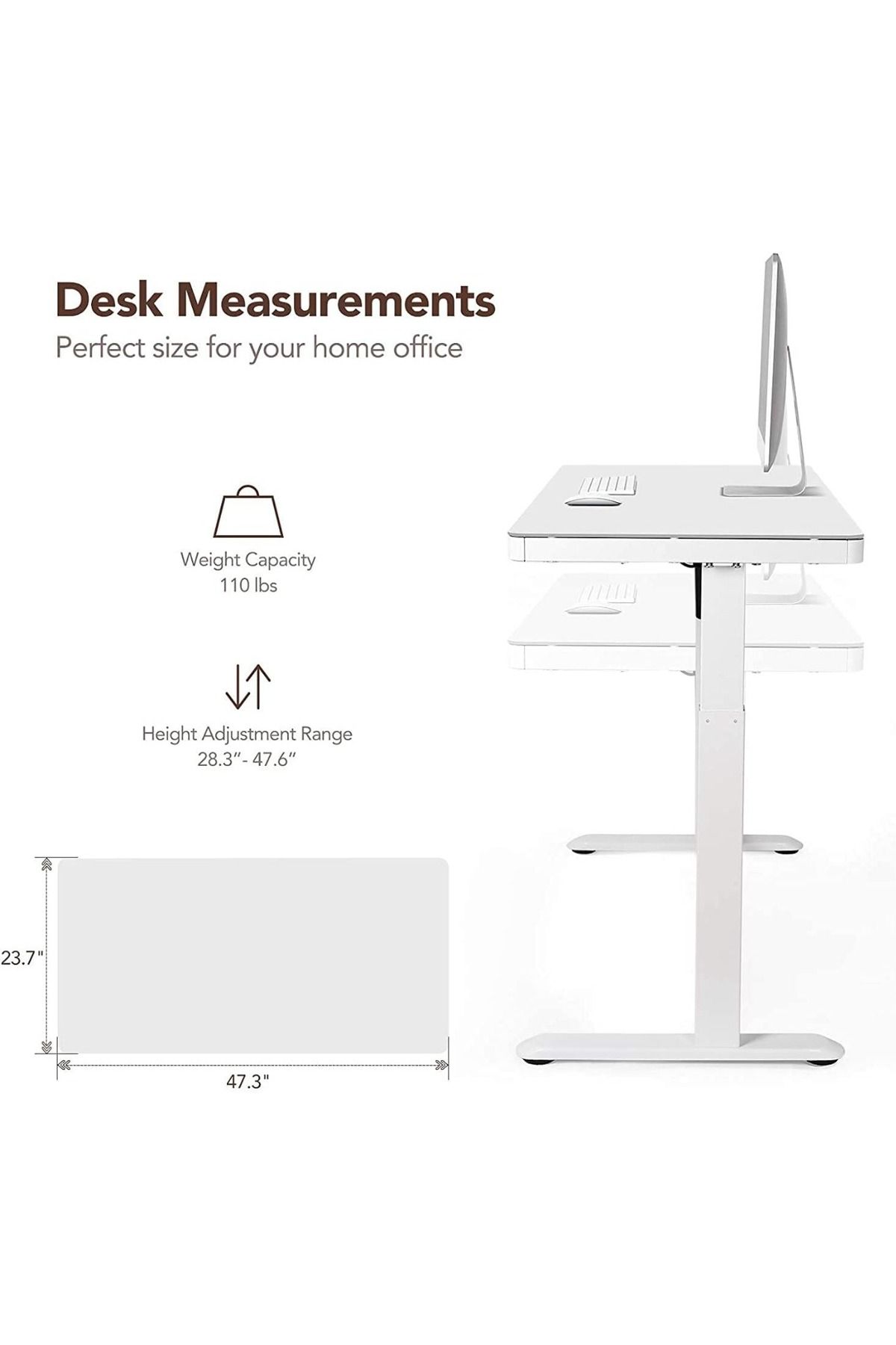 Mahmayi-Flexispot ET-118W All In One Height Adjustable Standing Desk With USB Charging - White 3