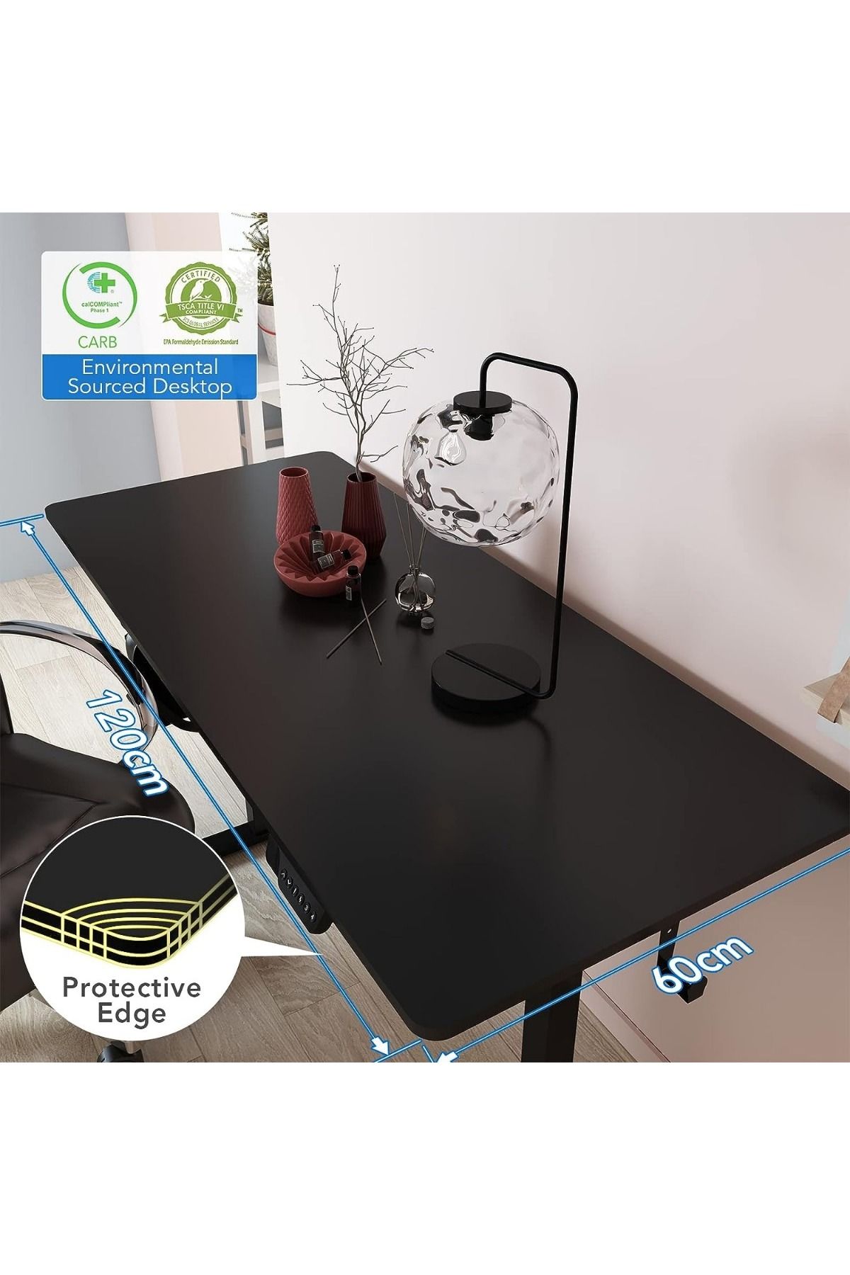 Mahmayi-Flexispot E1 Height Adjustable Electric Standing Desk with Desktop  - Black 4