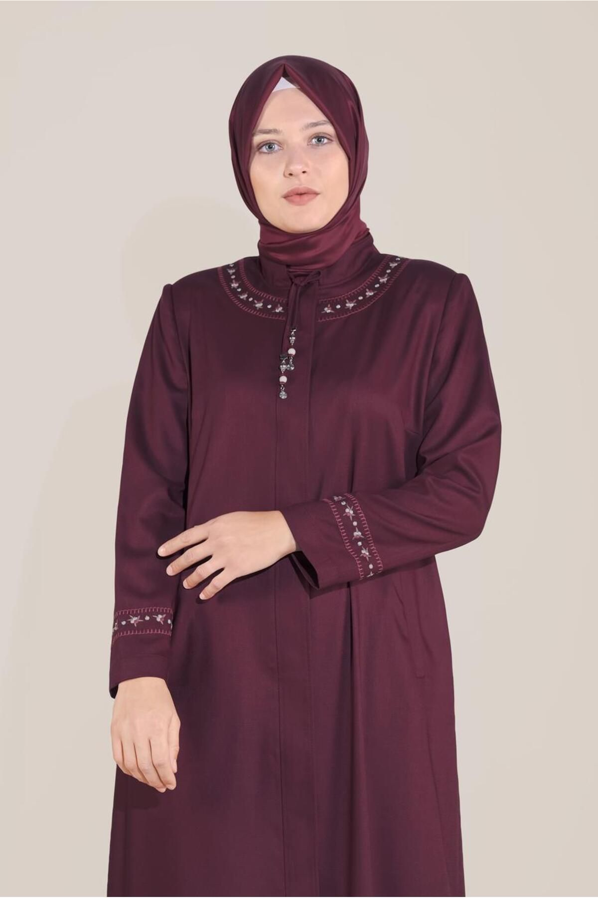 مانتو گلدوزی شده با یقه گره خورده 10213 Alvina