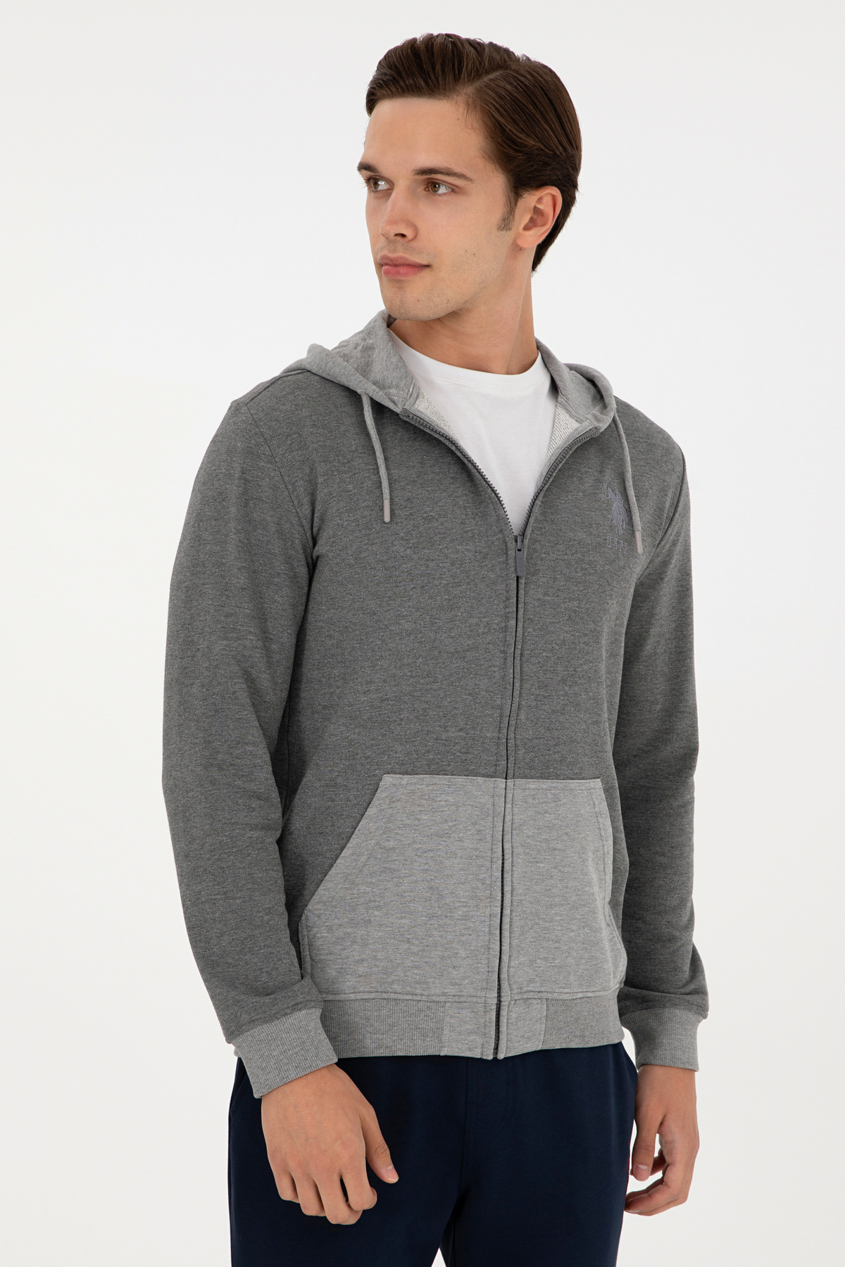 U.S. Polo Assn.  Erkek Antrasit Melanj Örme Hırka 50290255-VR081 - Görsel 3